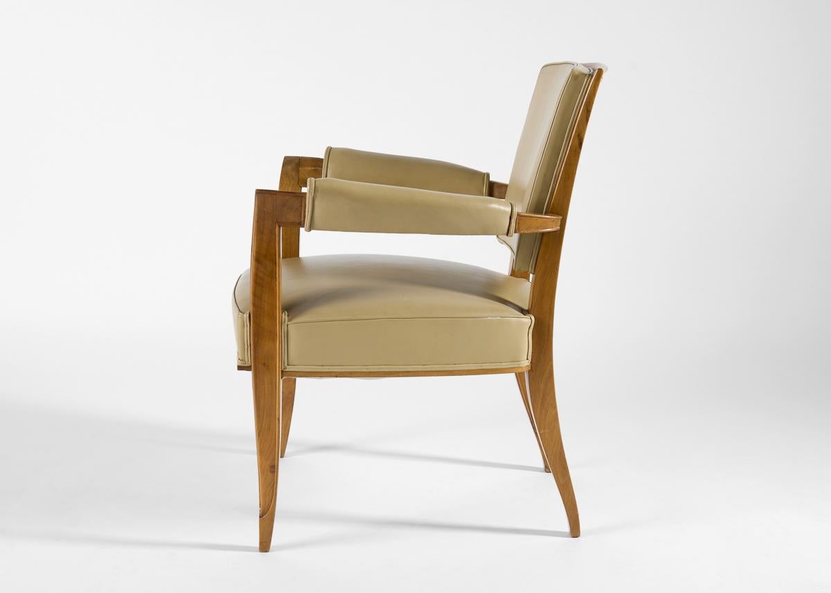 Milieu du XXe siècle Dominique, André Domin & Marcel Genevrière, Paire de fauteuils, France, C. 1947 en vente