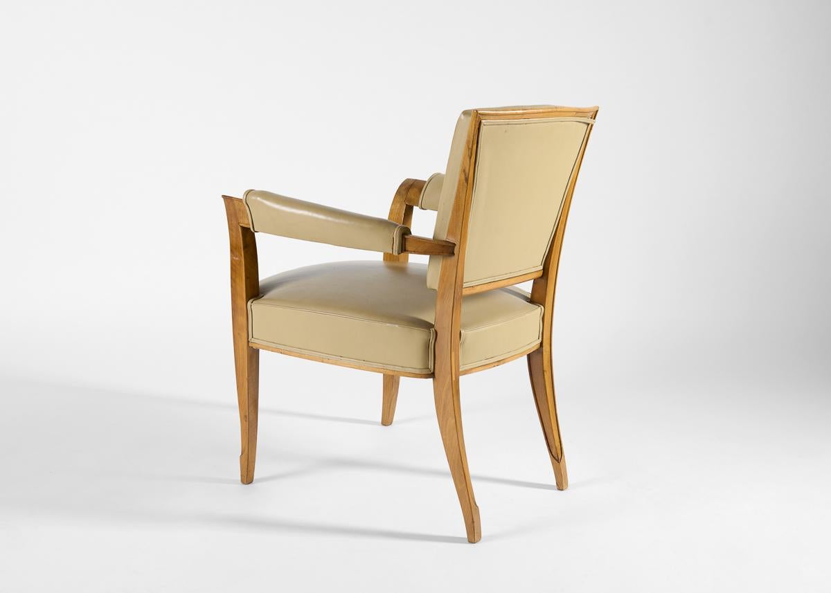 Cuir Dominique, André Domin & Marcel Genevrière, Paire de fauteuils, France, C. 1947 en vente