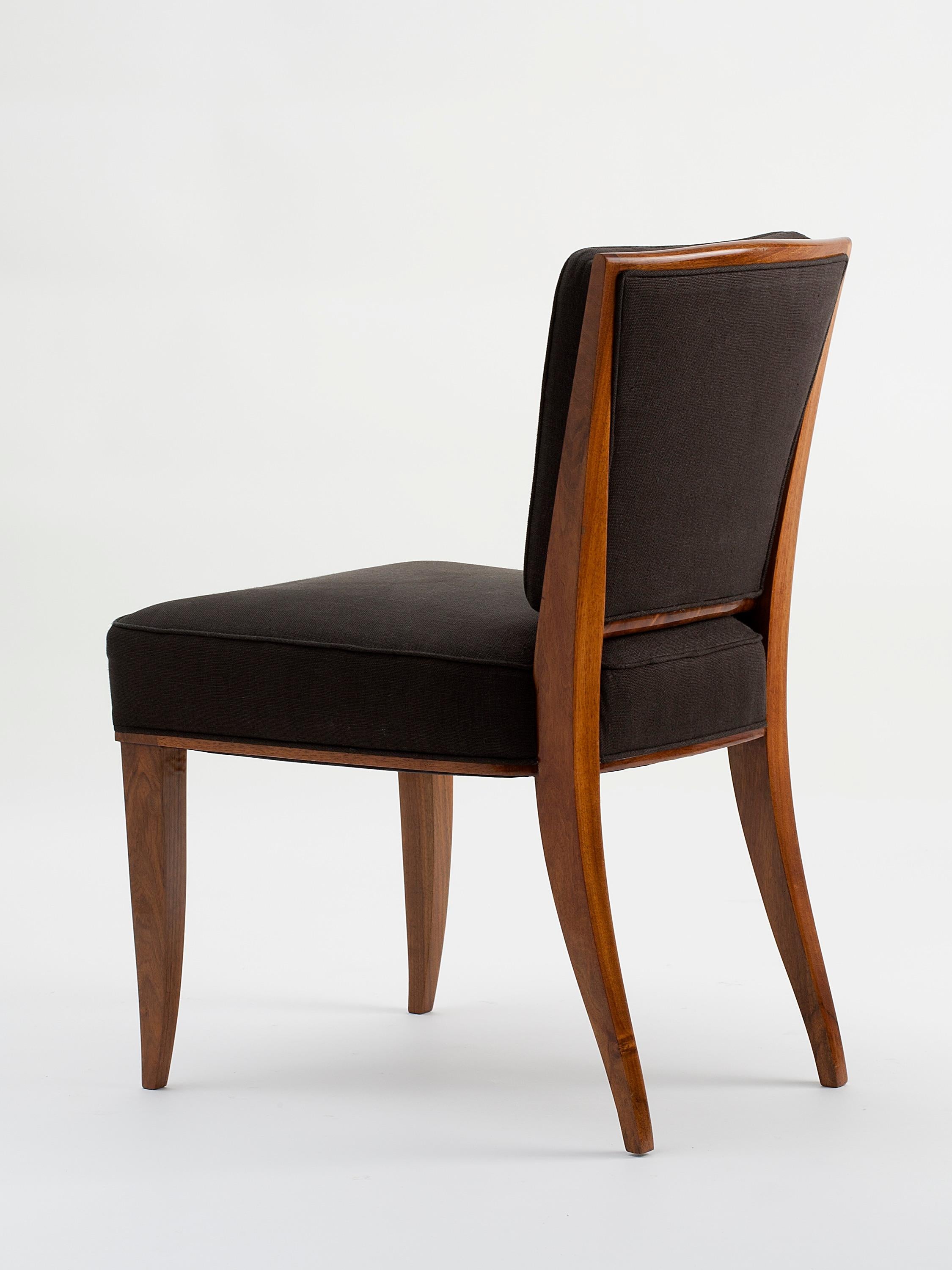 A beautiful side chair by André Domin and Marcel Genevrière, made in France in late 1940s.

Stamped on plate: Dominique Paris.