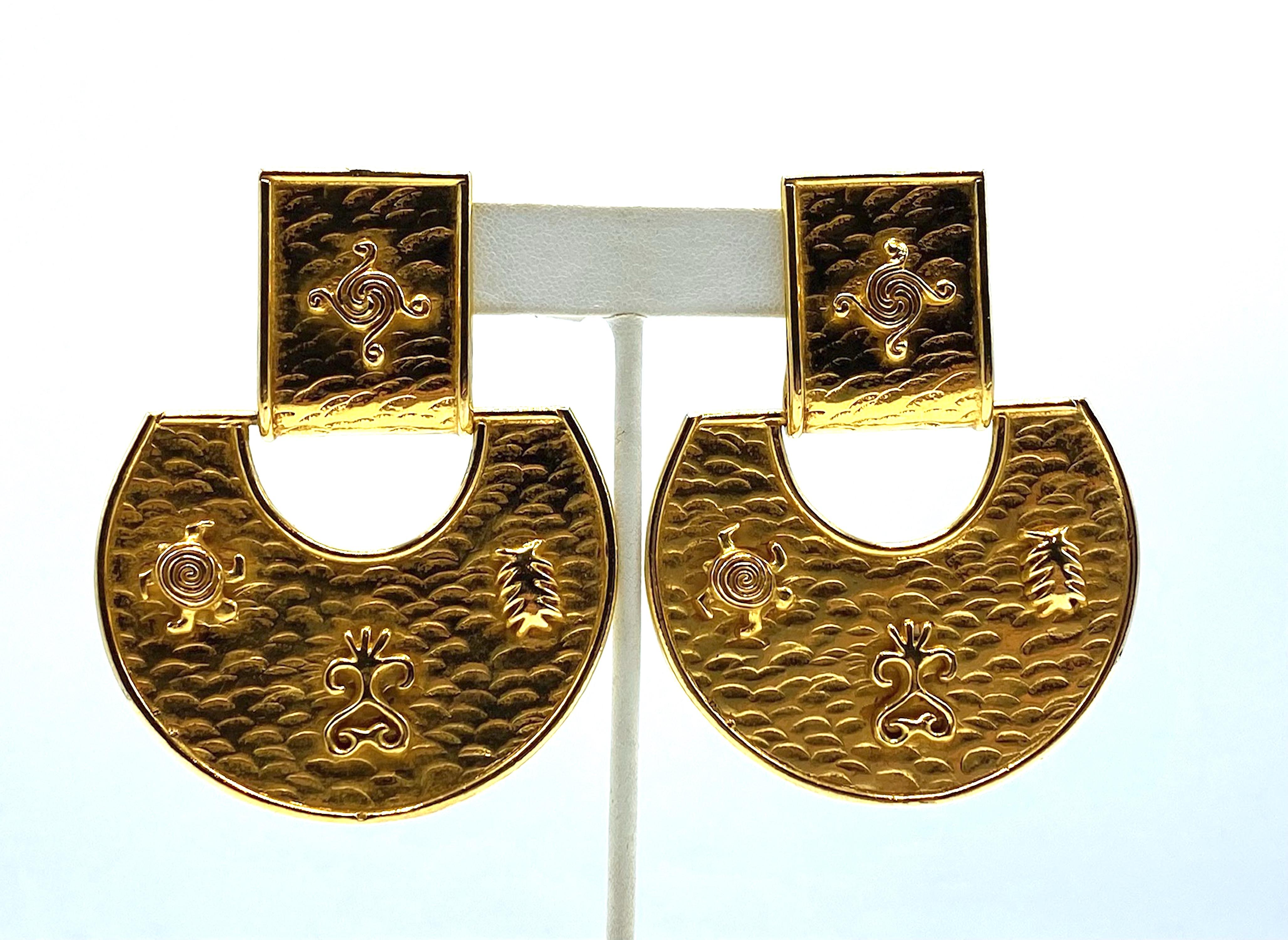 Dominique Aurientis 1980s Huge Gold Door Knocker Earrings For Sale 2