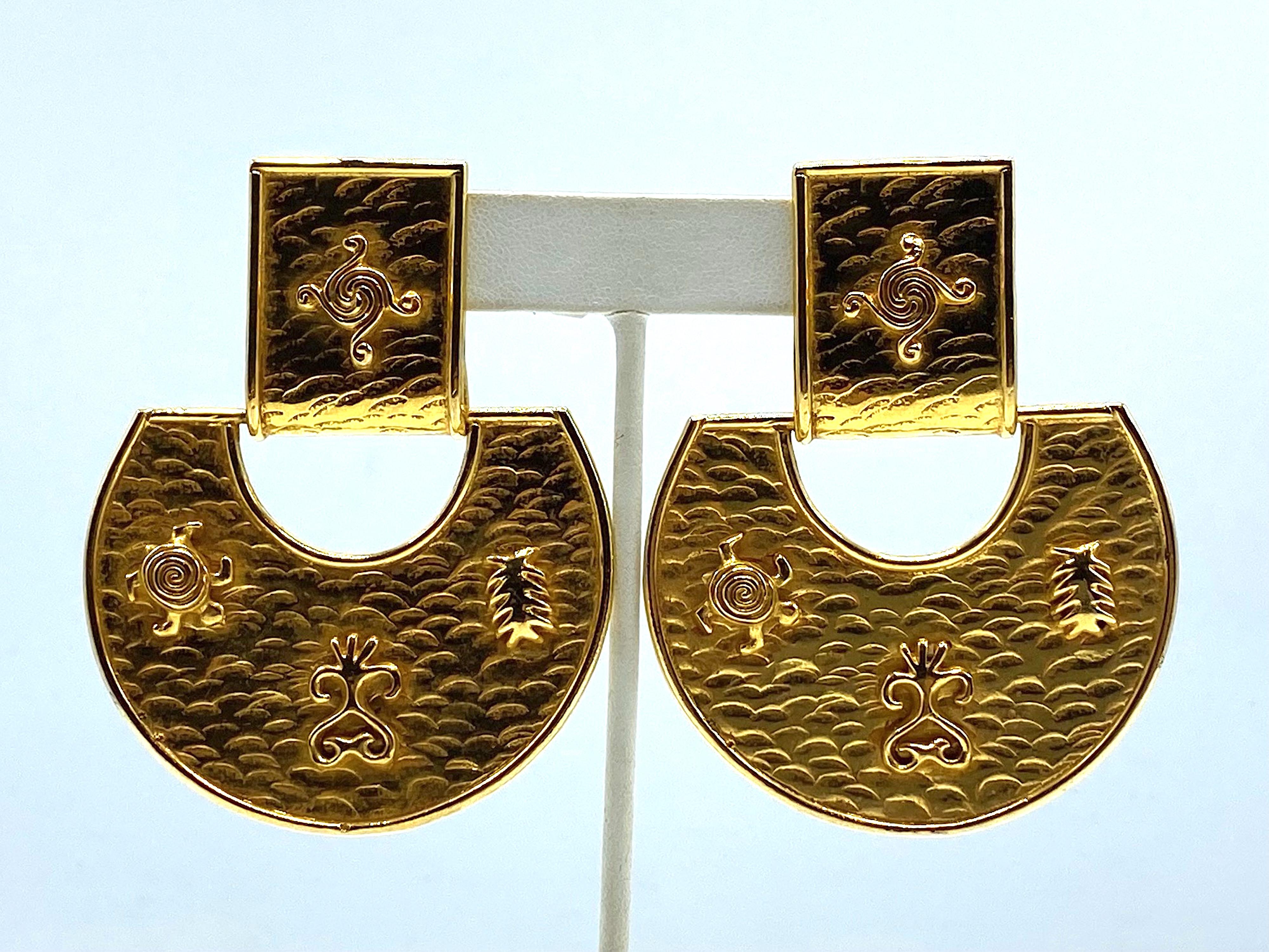 Dominique Aurientis 1980s Huge Gold Door Knocker Earrings For Sale 3