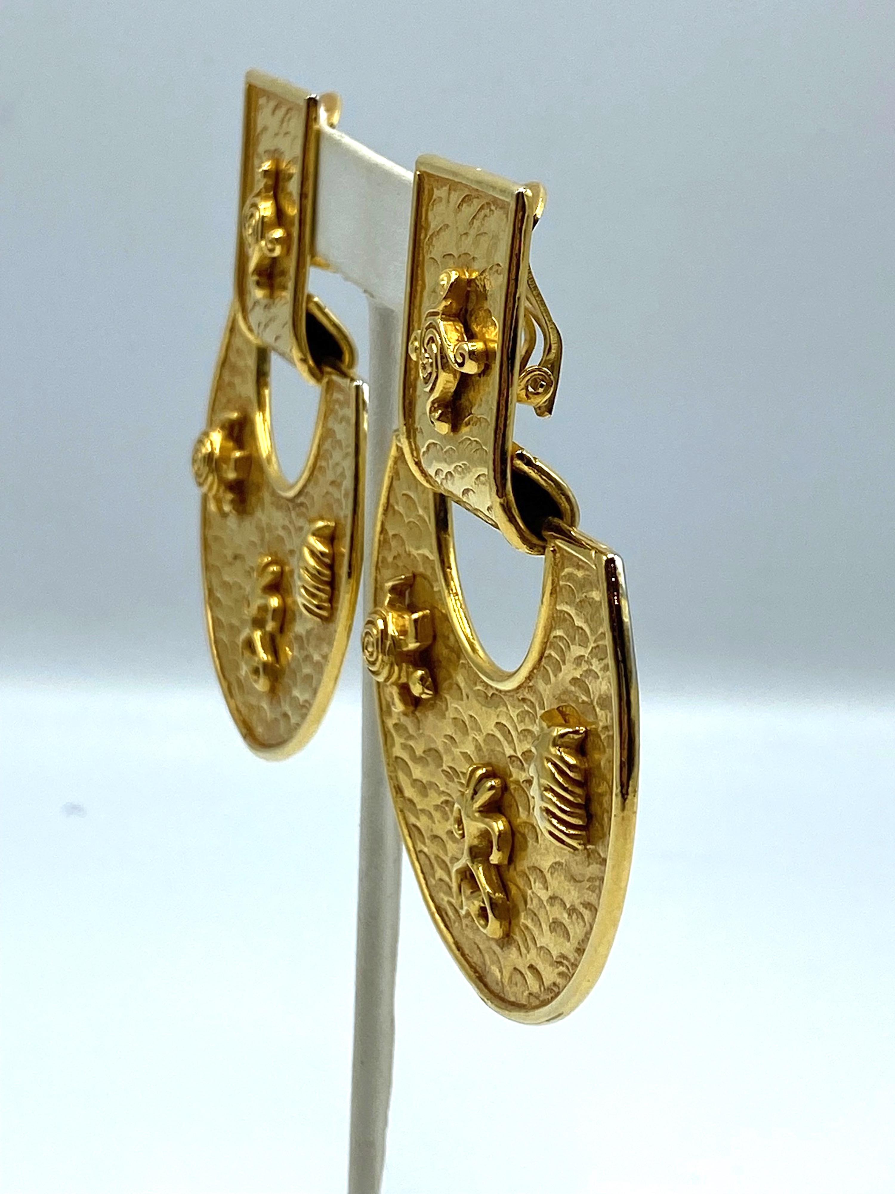 Dominique Aurientis 1980s Huge Gold Door Knocker Earrings For Sale 4