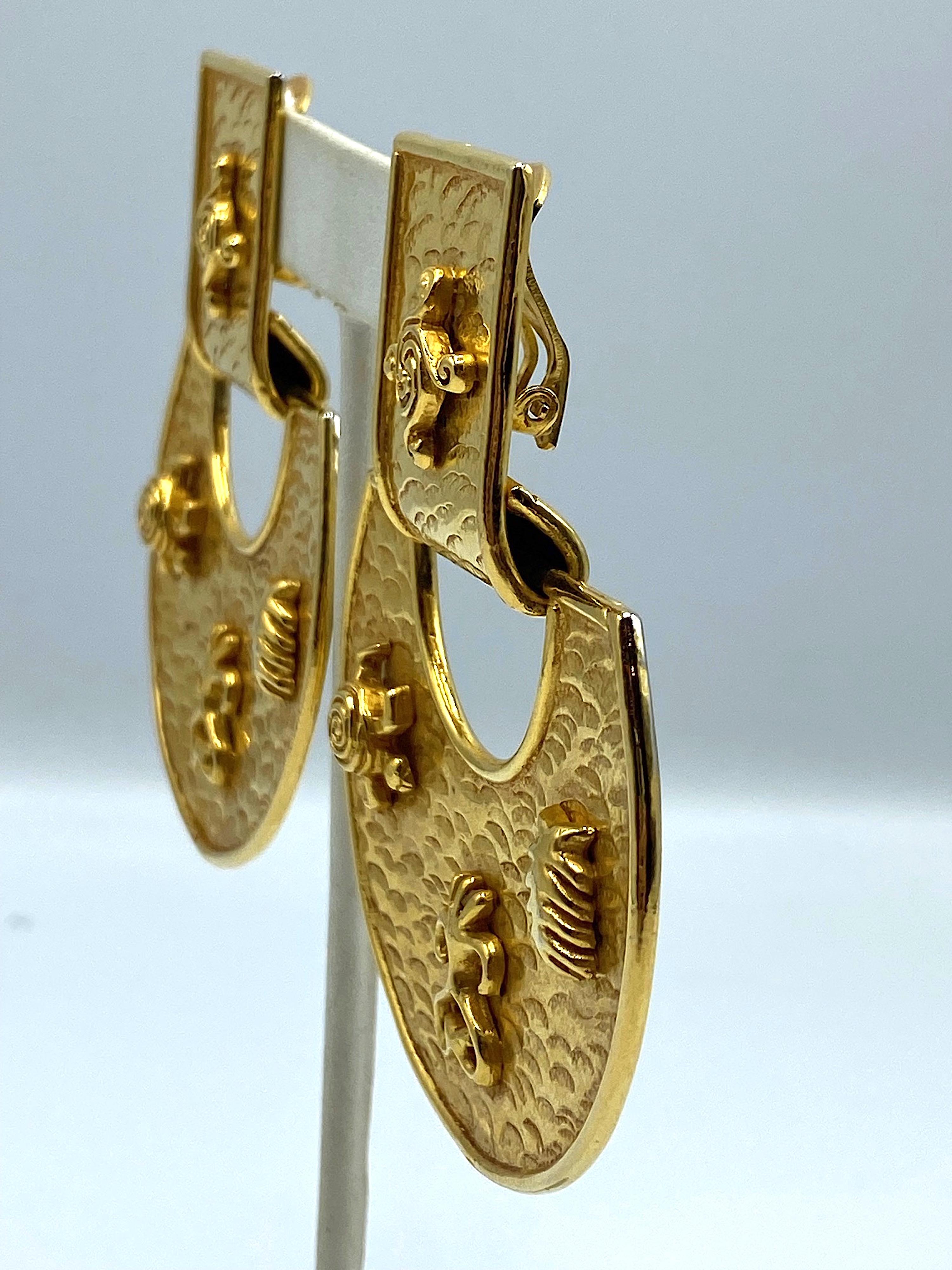 Dominique Aurientis 1980s Huge Gold Door Knocker Earrings For Sale 5