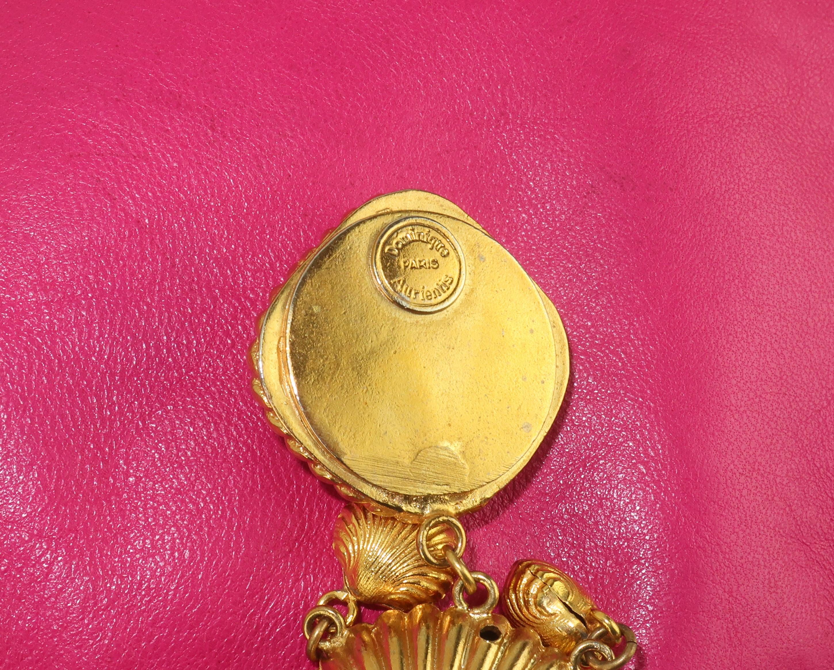 Dominique Aurientis - Sac à main à cordon coulissant en cuir orné de bijoux, années 1980 en vente 3