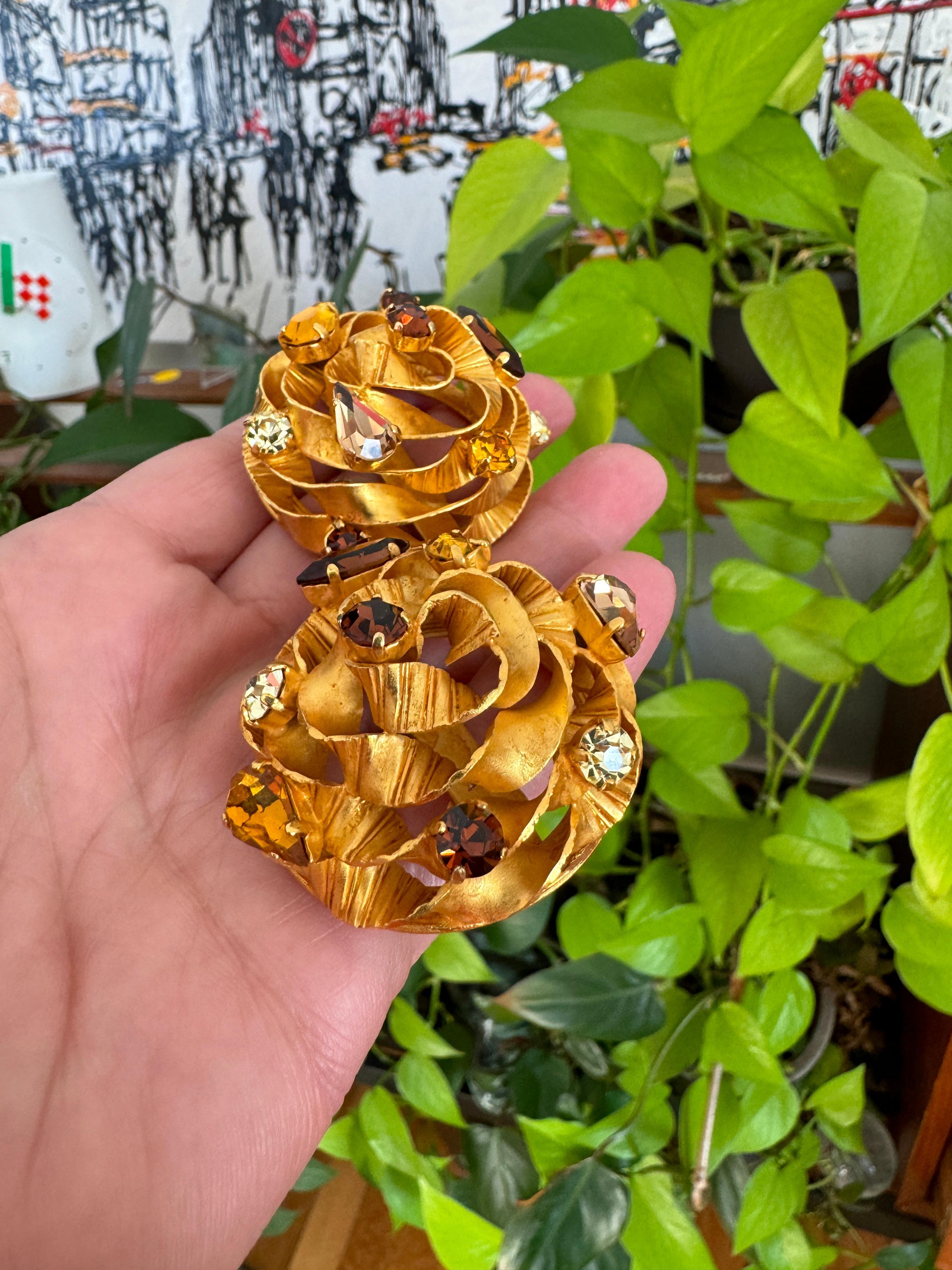 Dominique Aurientis Boucles d'oreilles en cristal neuves, jamais portées, années 1980 en vente 3