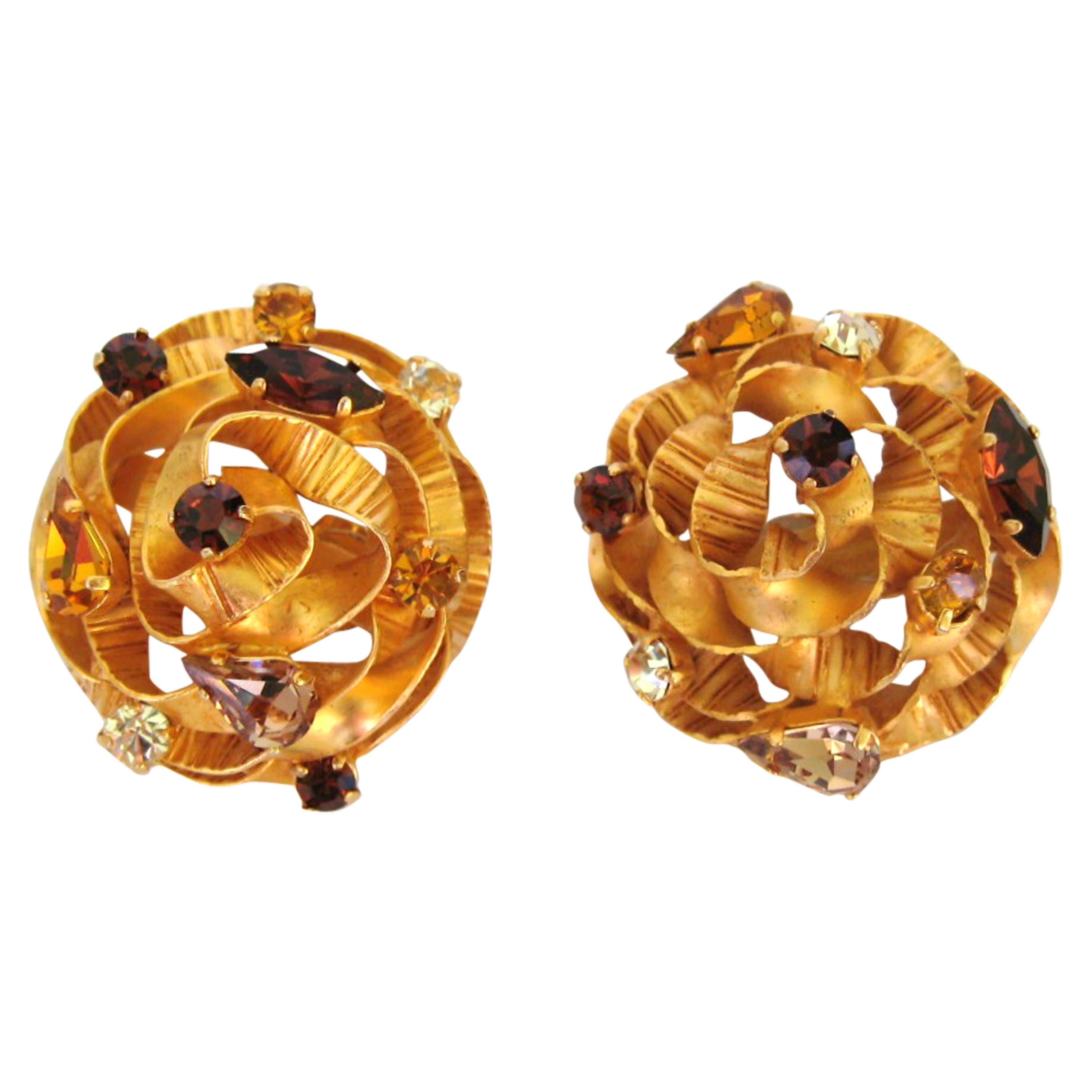 Dominique Aurientis Crystal Earrings New, Never Worn 1980s For Sale