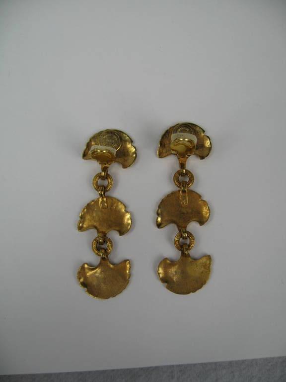 Dominique Aurientis Earrings Dangle Gold Gilt 1980s In New Condition For Sale In Wallkill, NY