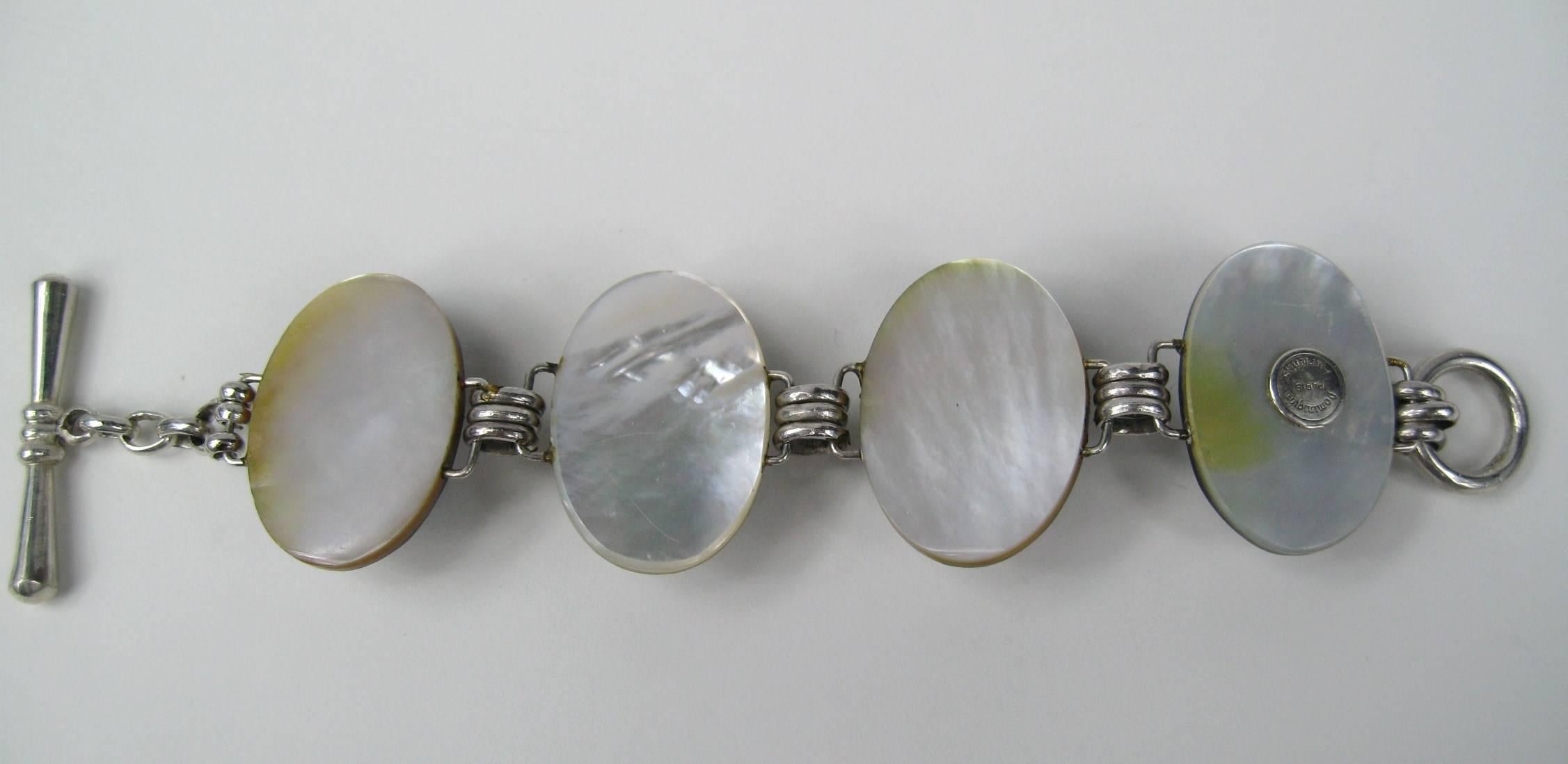 Women's  Dominique Aurientis Faceted Stone Sterling Silver Bracelet, New-1980s For Sale
