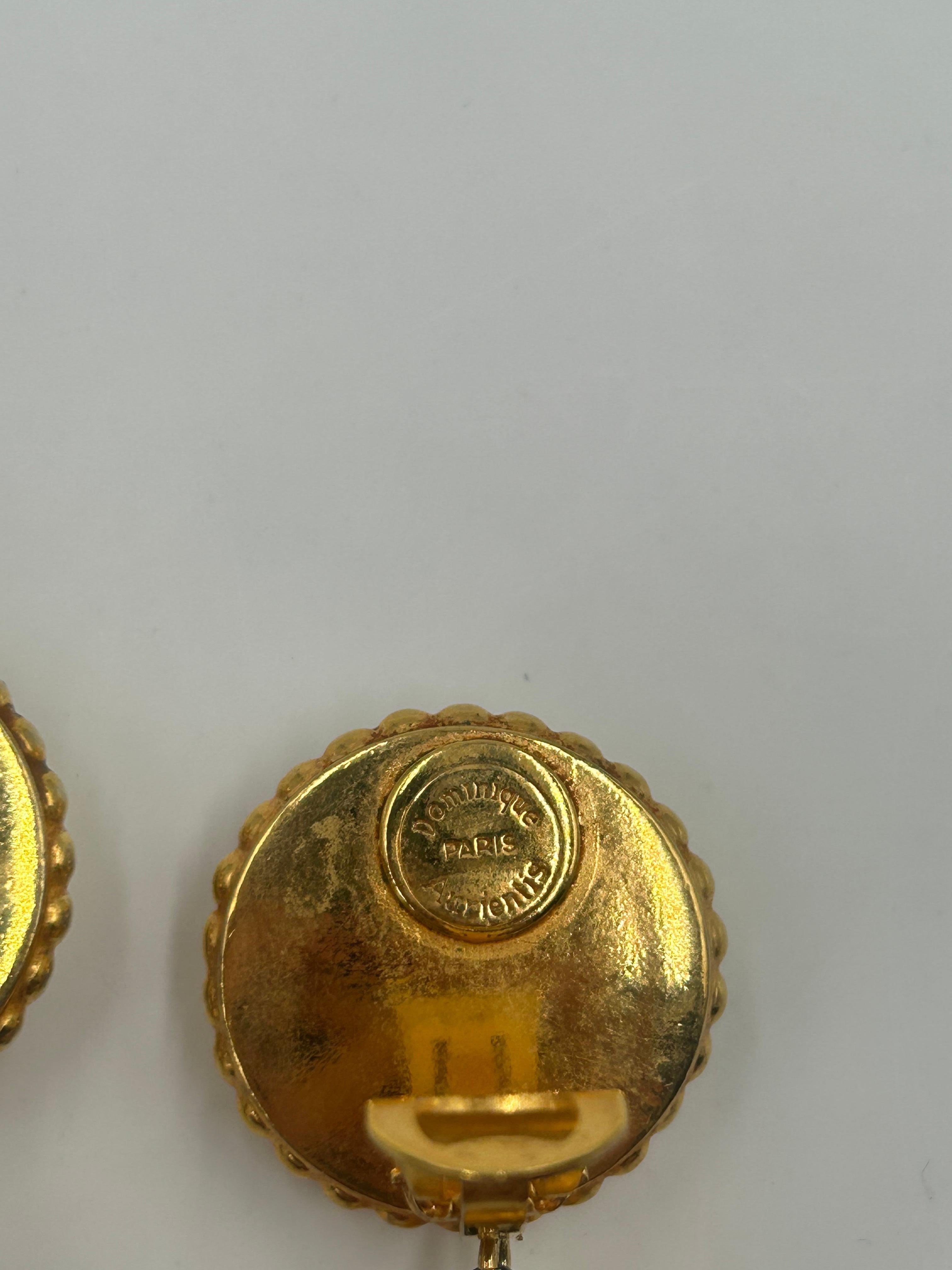 Pendientes de clip Dominique Aurientis de imitación de perla y tono dorado en venta 3