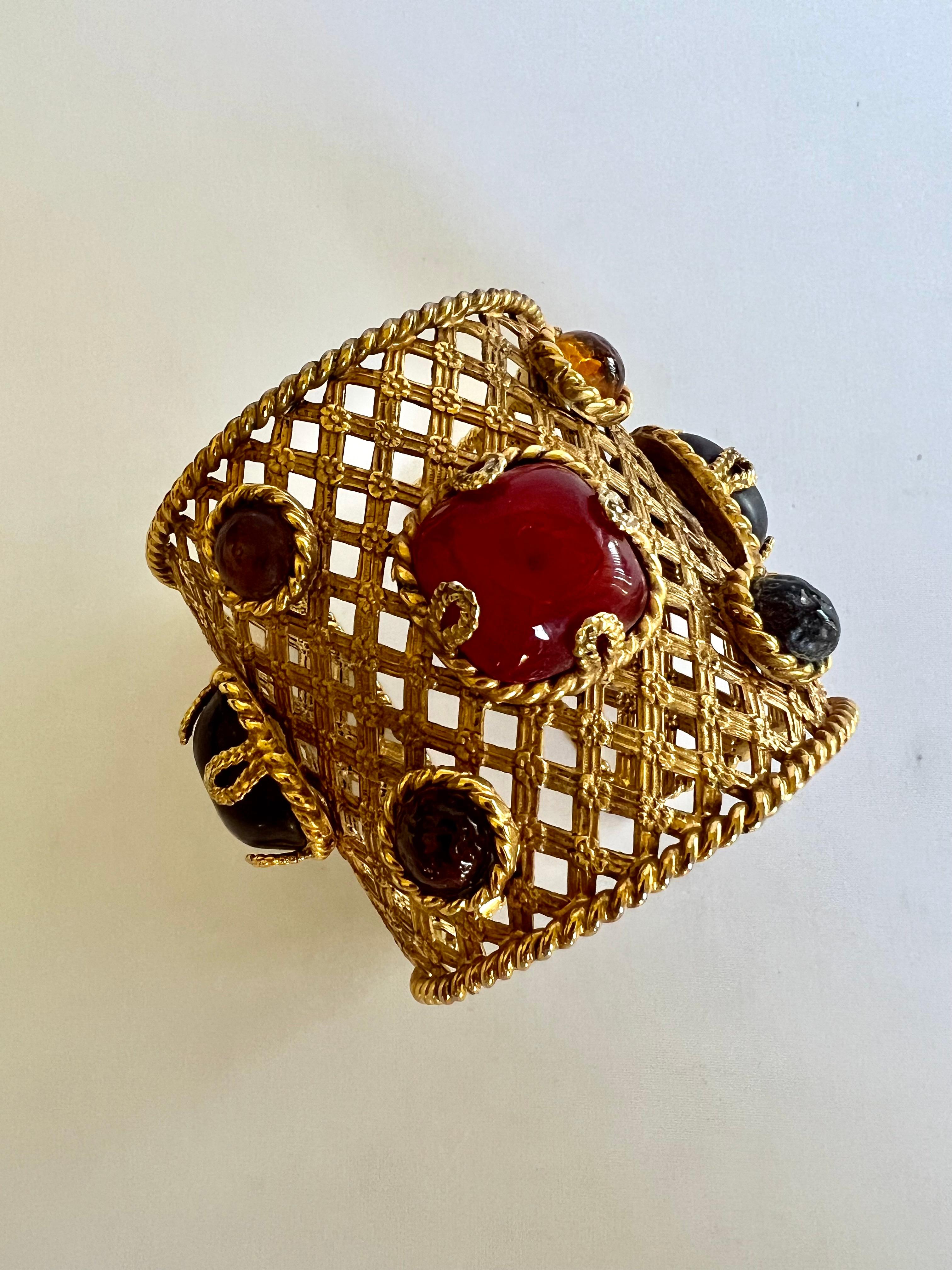 Dominique Aurientis Manschettenarmband aus vergoldetem Molten-Glas mit Juwelen (Kunsthandwerker*in) im Angebot