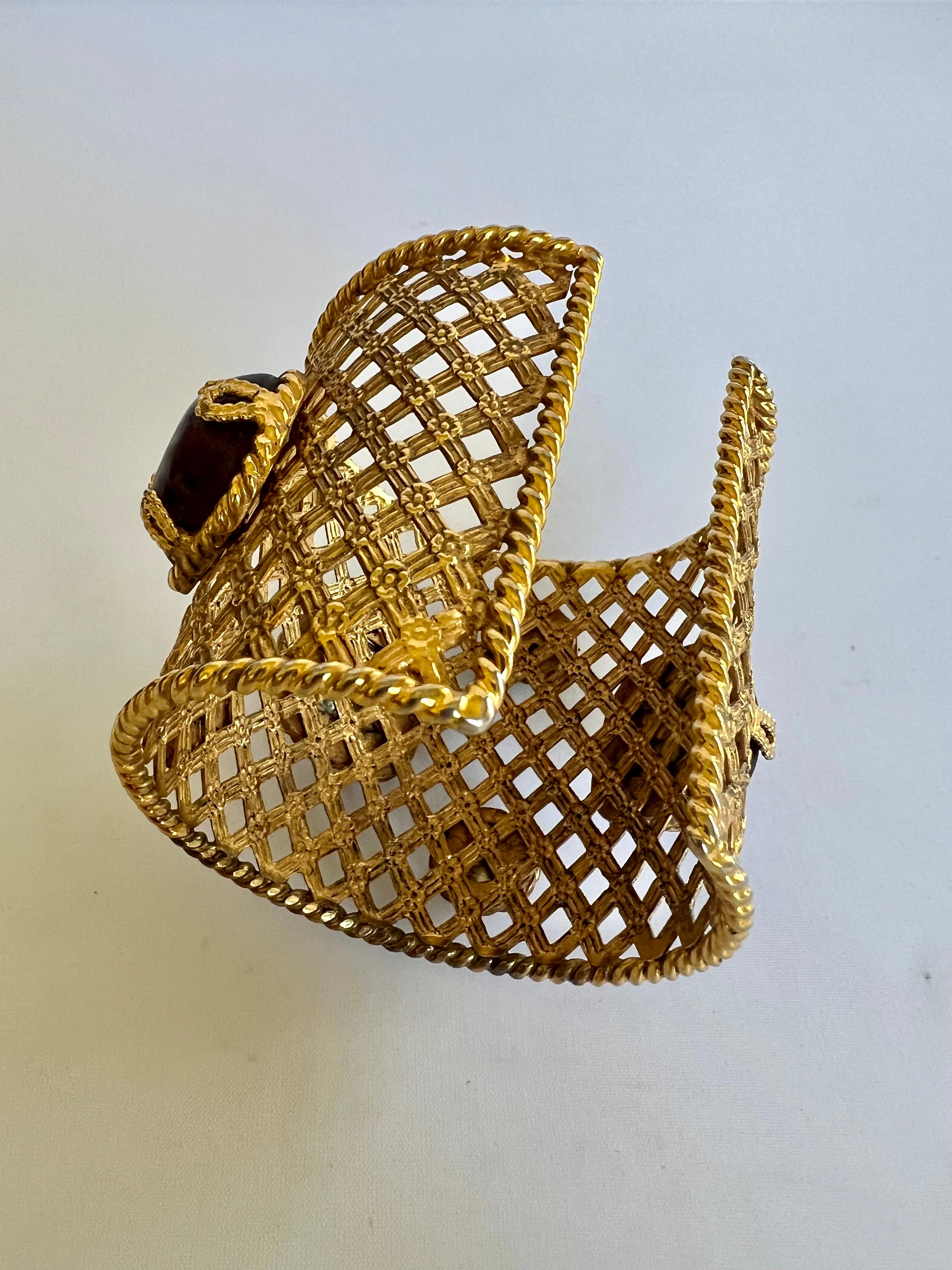 Dominique Aurientis Manschettenarmband aus vergoldetem Molten-Glas mit Juwelen im Angebot 1