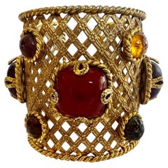 Dominique Aurientis Gilt Molten Glass Jeweled Cuff Bracelet