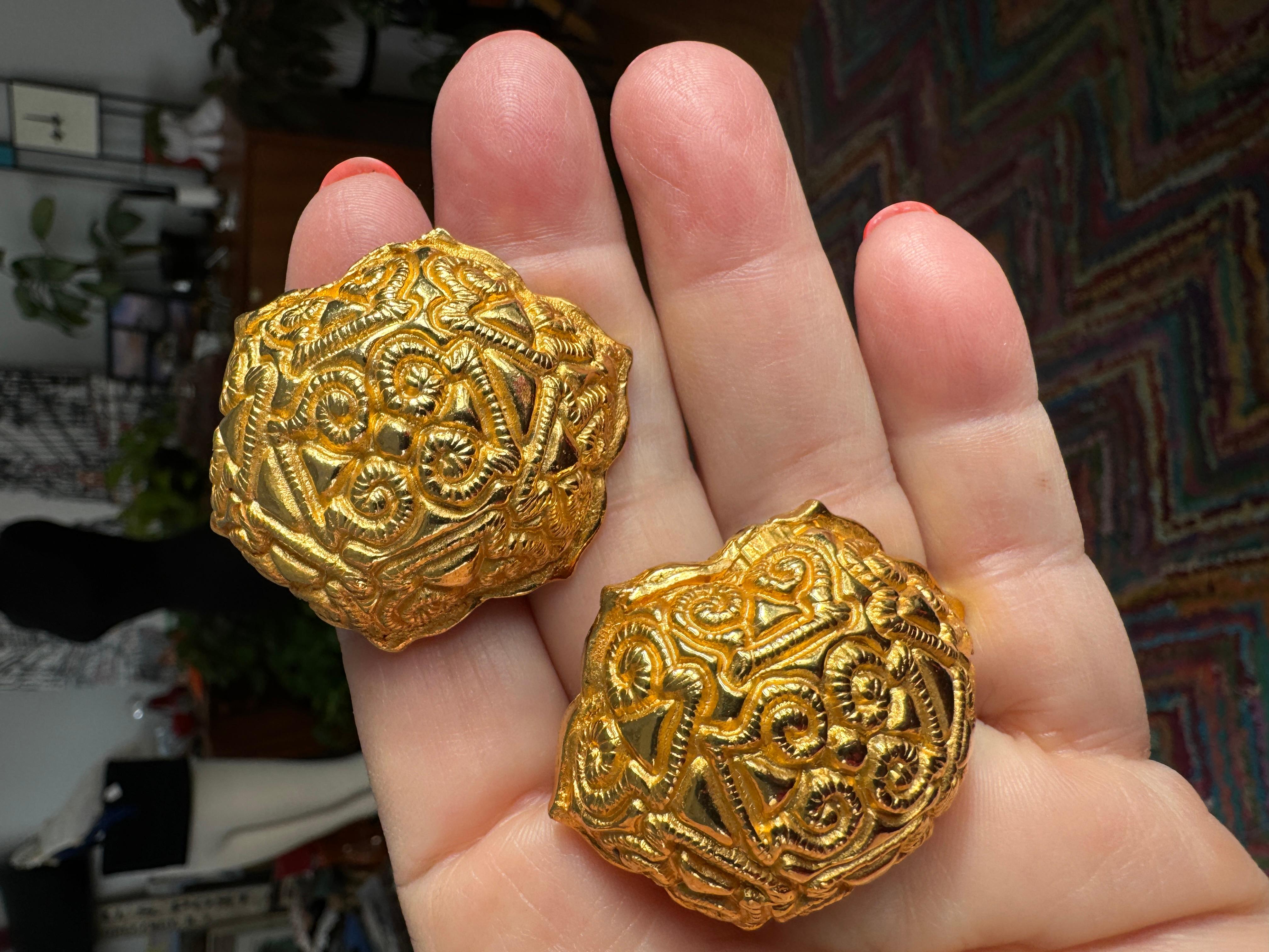 Dominique Aurientis Pendientes dorados 1980'S en venta 7