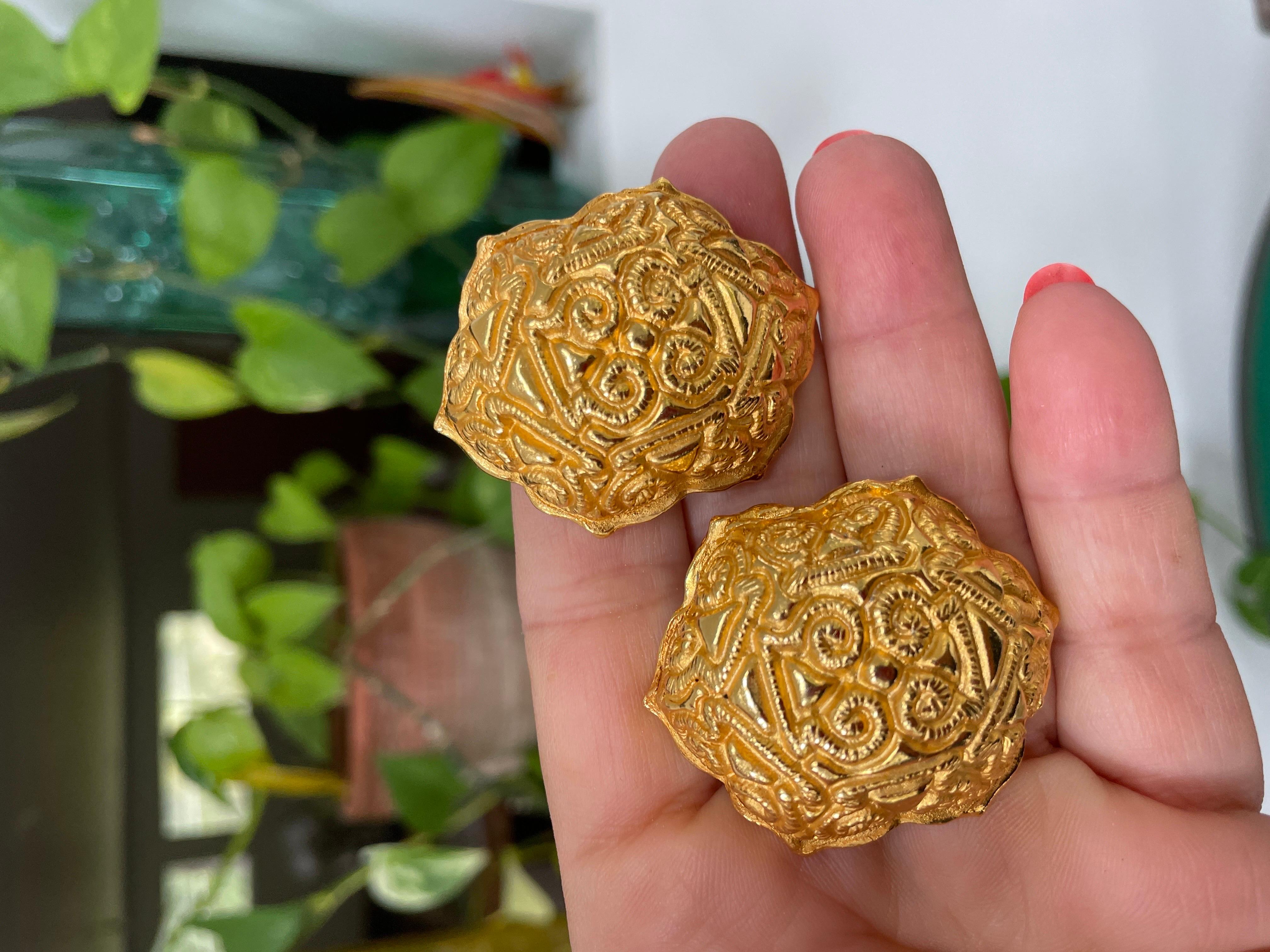 Dominique Aurientis Pendientes dorados 1980'S en venta 3