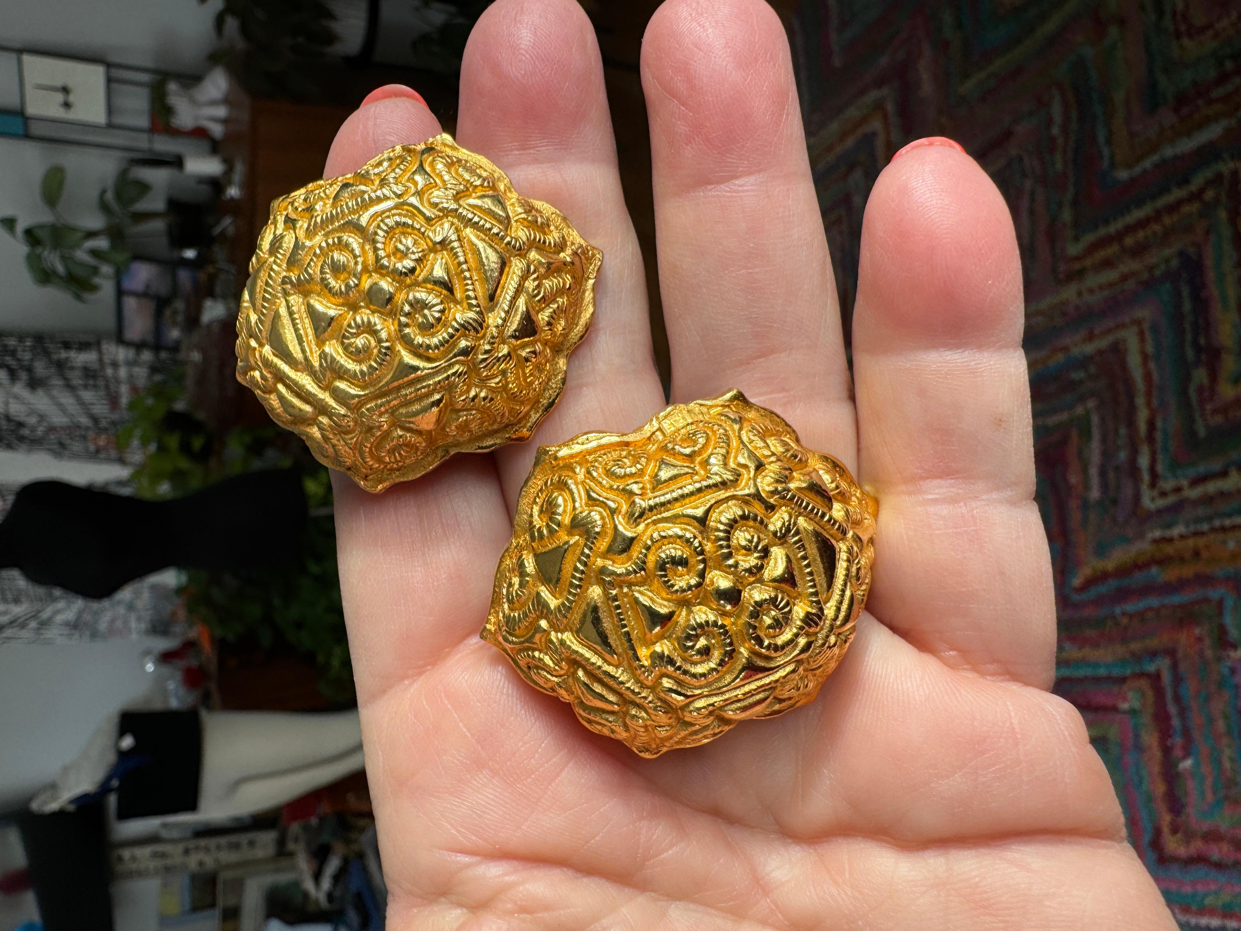 Dominique Aurientis Pendientes dorados 1980'S en venta 4