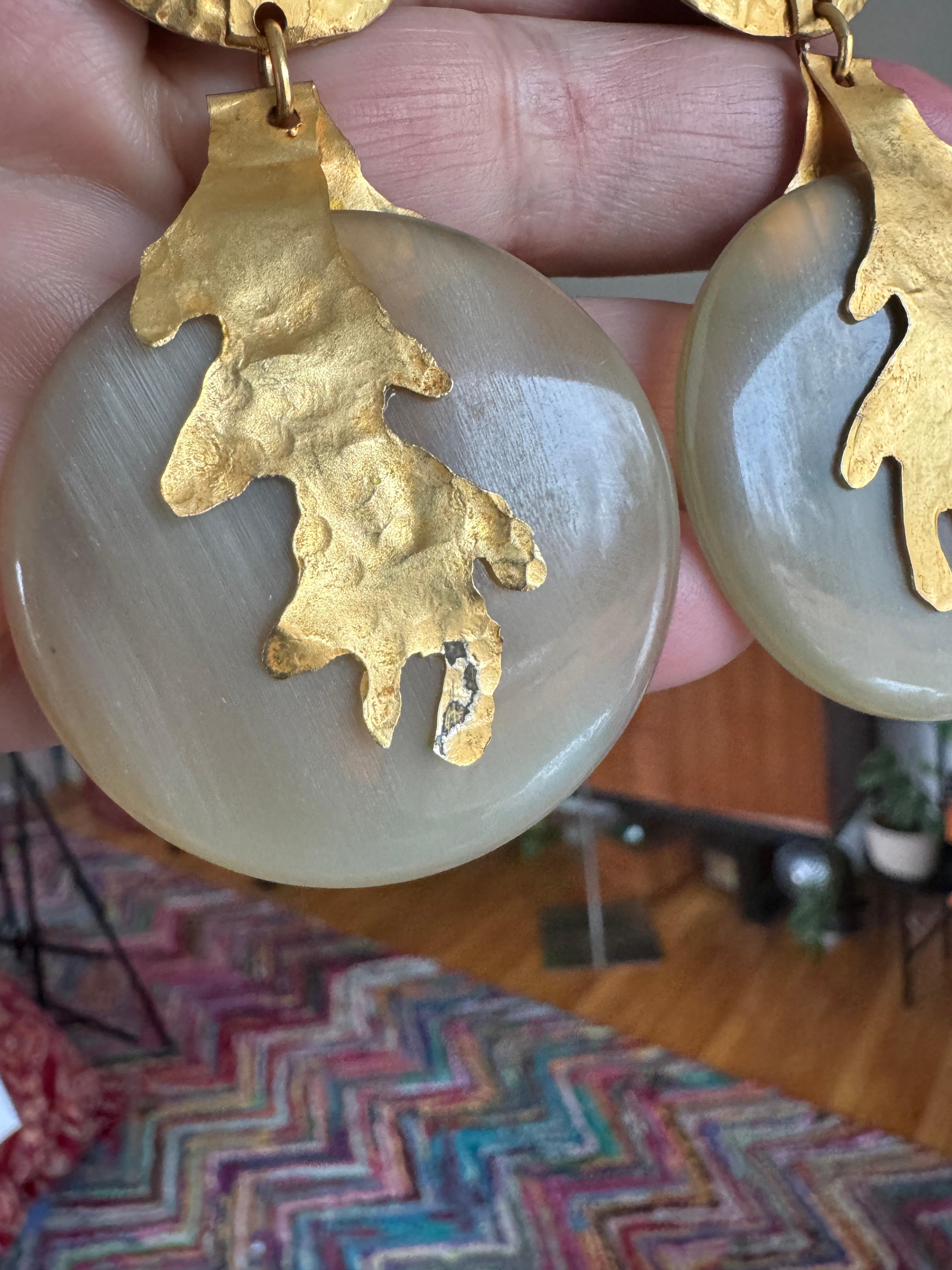 Orecchini Dominique Aurientis in oro dorato, nuovi, mai indossati, anni '80 in vendita 3