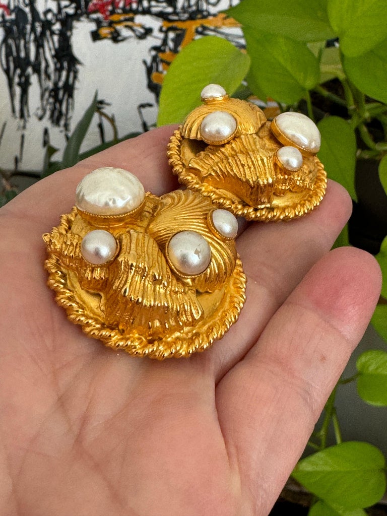 Boucles D'oreilles Pendantes En Argent En Forme De Tranche De Coquille, Style Années 80