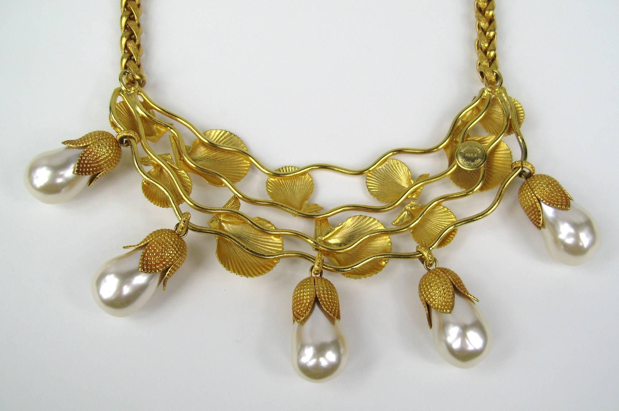 Women's  Dominique Aurientis Gold Gilt Sea shell Necklace New, Never worn 1980s For Sale