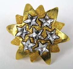 Dominique Aurientis Gold Gilt Star Massive Earrings New, Never worn 1980's
