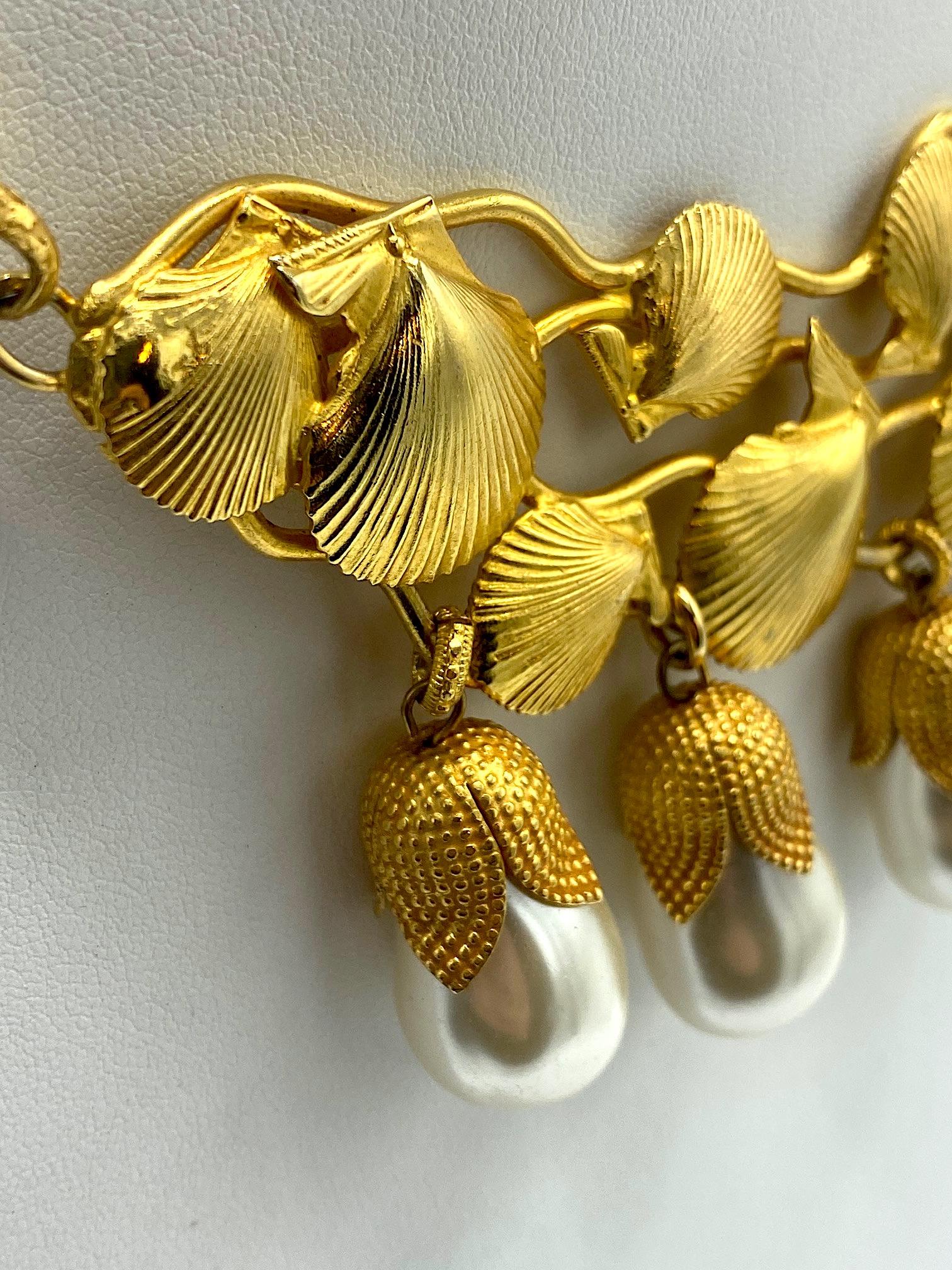Dominique Aurientis Gold & Pearl Seashell Necklace 4