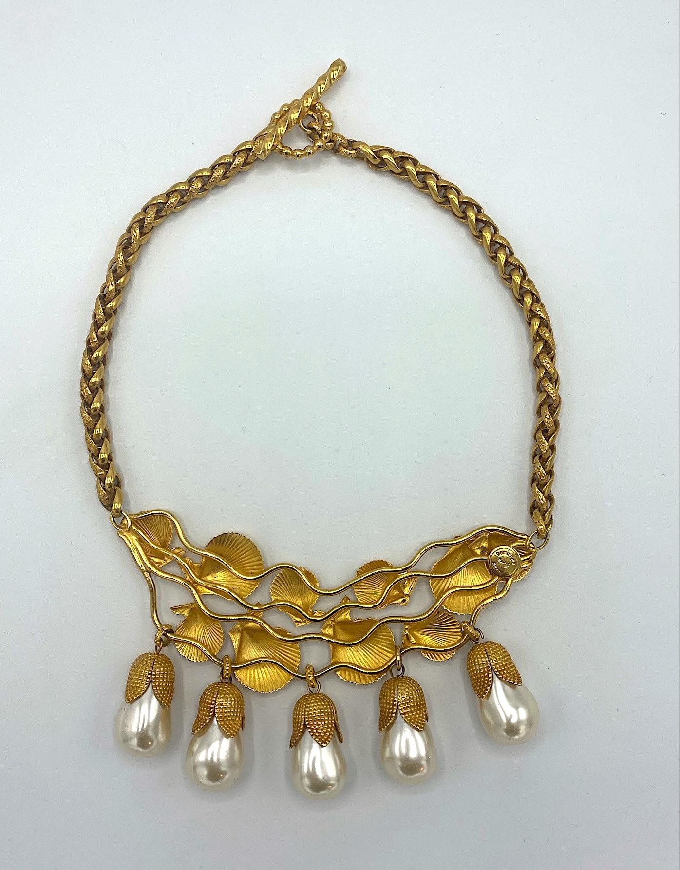 Dominique Aurientis Gold & Pearl Seashell Necklace 8