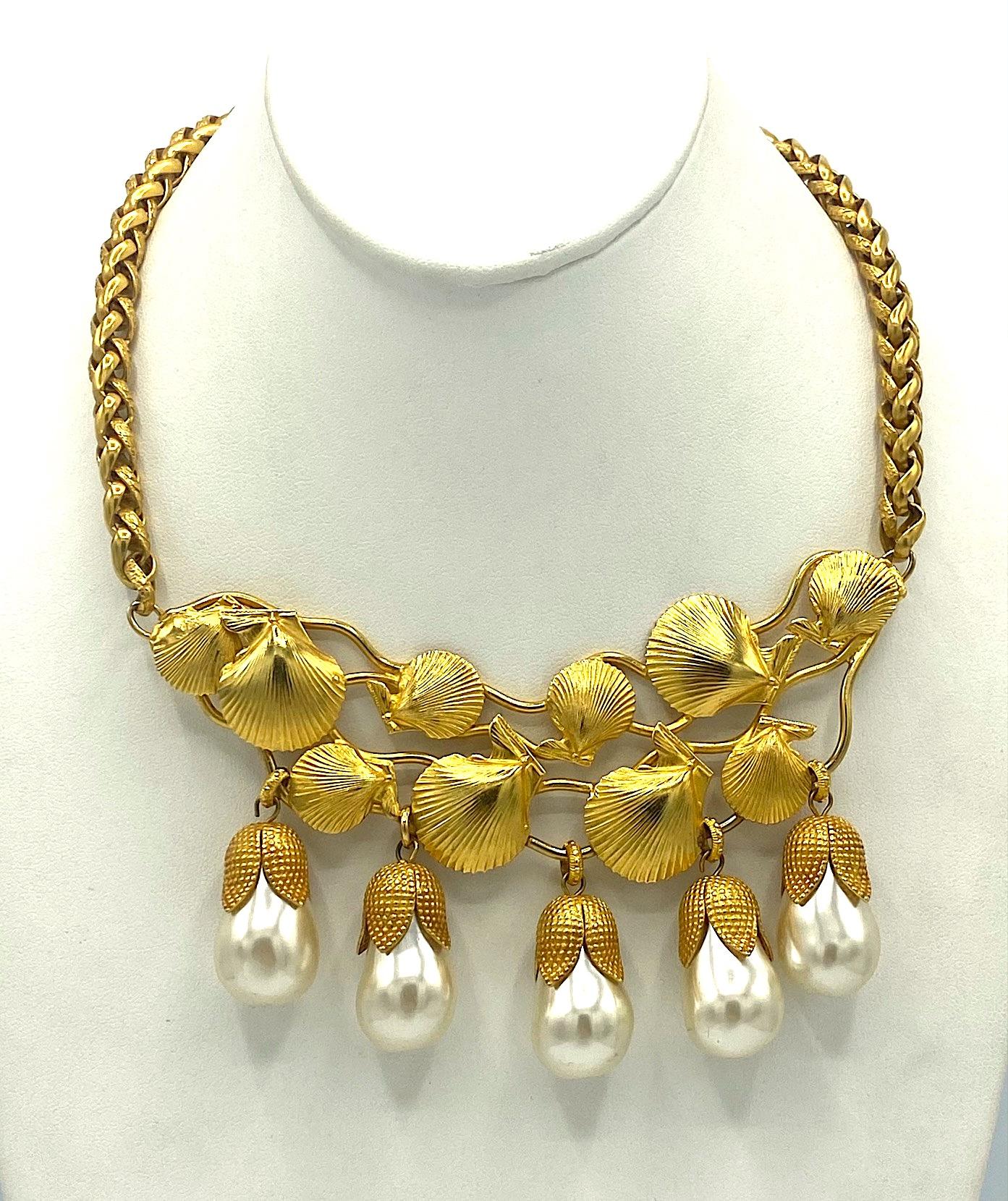 Dominique Aurientis Gold & Pearl Seashell Necklace 1