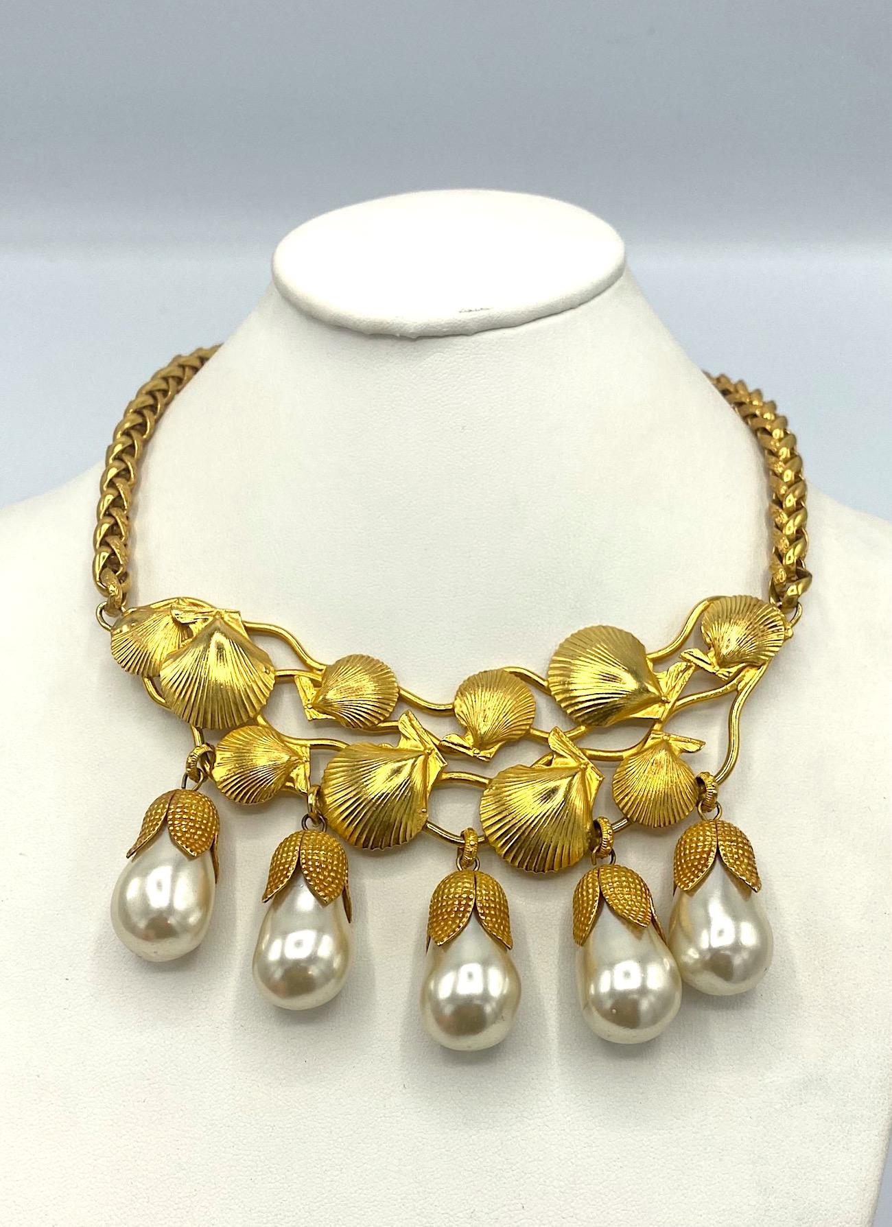 Dominique Aurientis Gold & Pearl Seashell Necklace 2