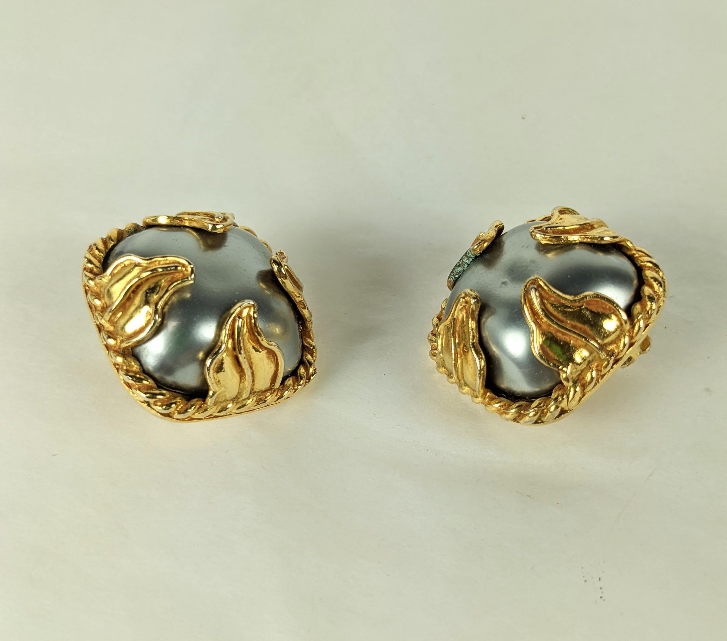 Dominique Aurientis Gray Pearl Earrings For Sale 1
