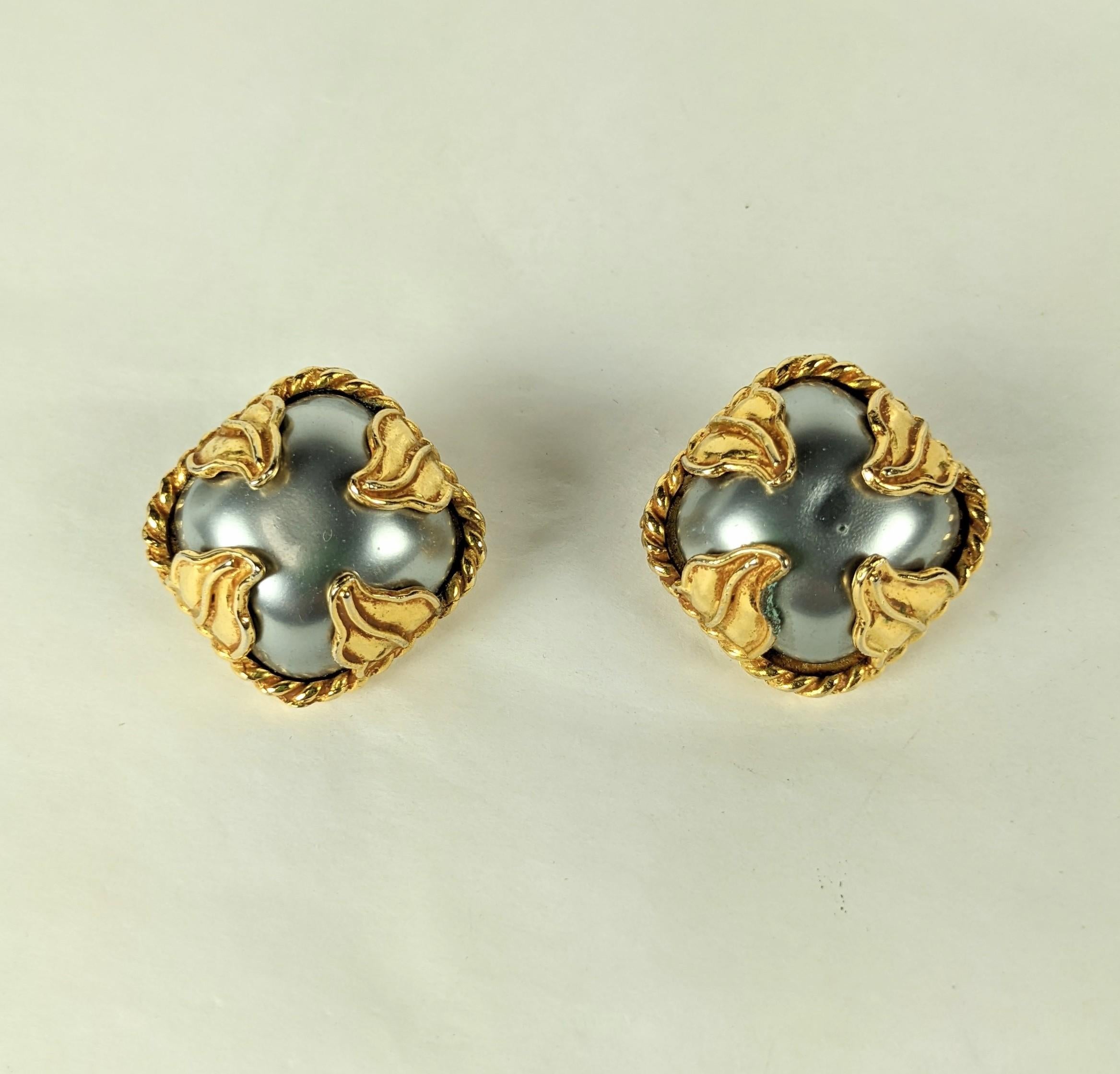 Dominique Aurientis Gray Pearl Earrings For Sale 2
