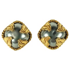 Pendientes de perlas grises Dominique Aurientis
