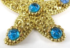 Dominique Aurientis Gripoix Glass Star Fish Brooch Pin New, Never worn 1980s