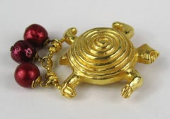 Dominique Aurientis Gripoix Glass Turtle Brooch, Never Worn 1980s