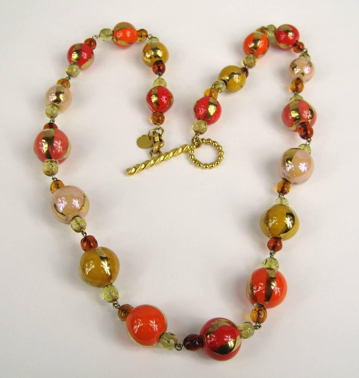 stunning creation by Parisian Artisan Dominique Aurientis. Necklace, Bracelet, Earrings are all listed on my storefront. 31 in end to end with a Toggle Closure. Beads measure 17mm up to 21mm. Dominique Aurientis started her career in the Christian