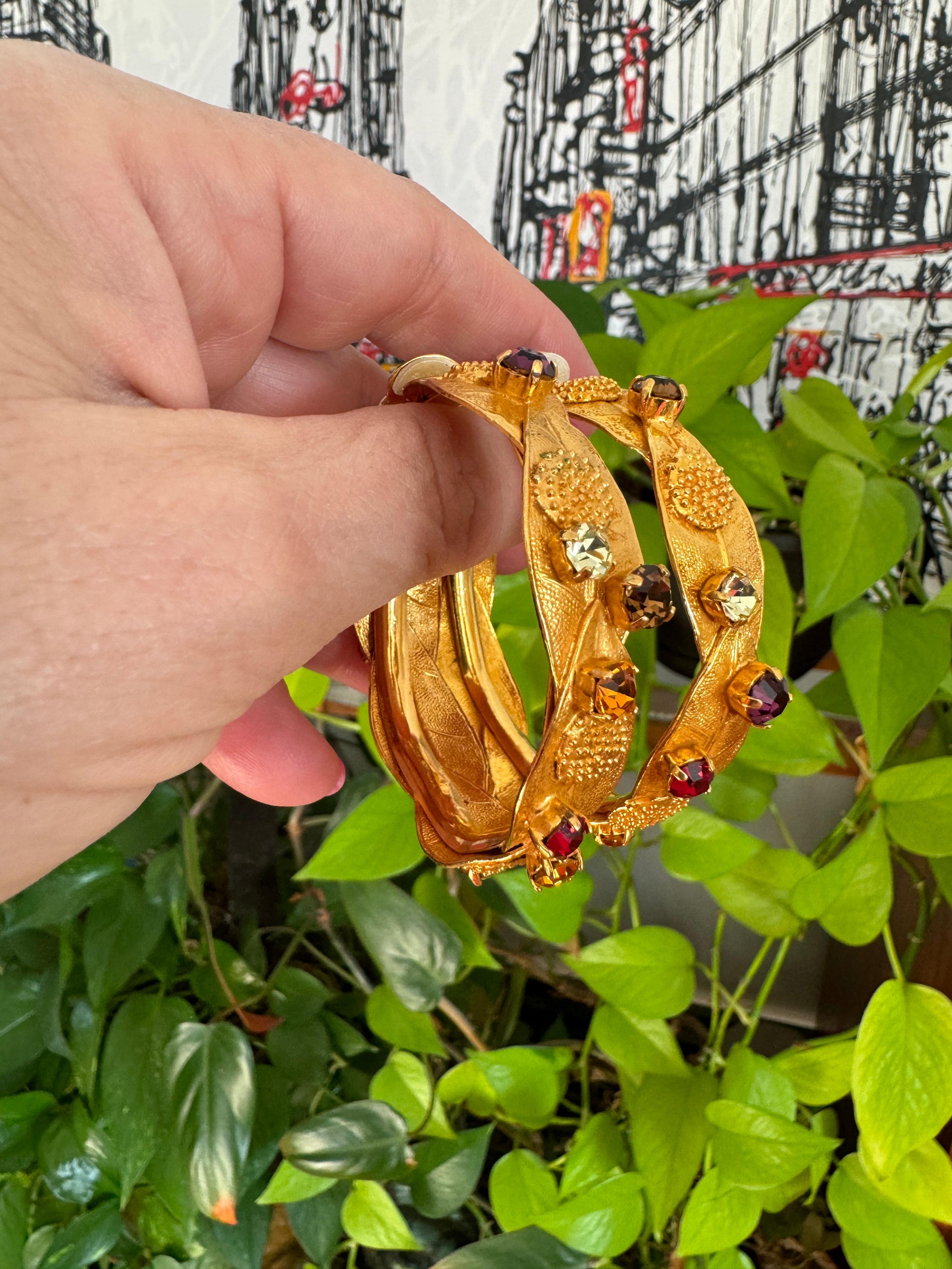 Dominique Aurientis Large Leaf Hoop Earrings New, Never worn 1980s 4