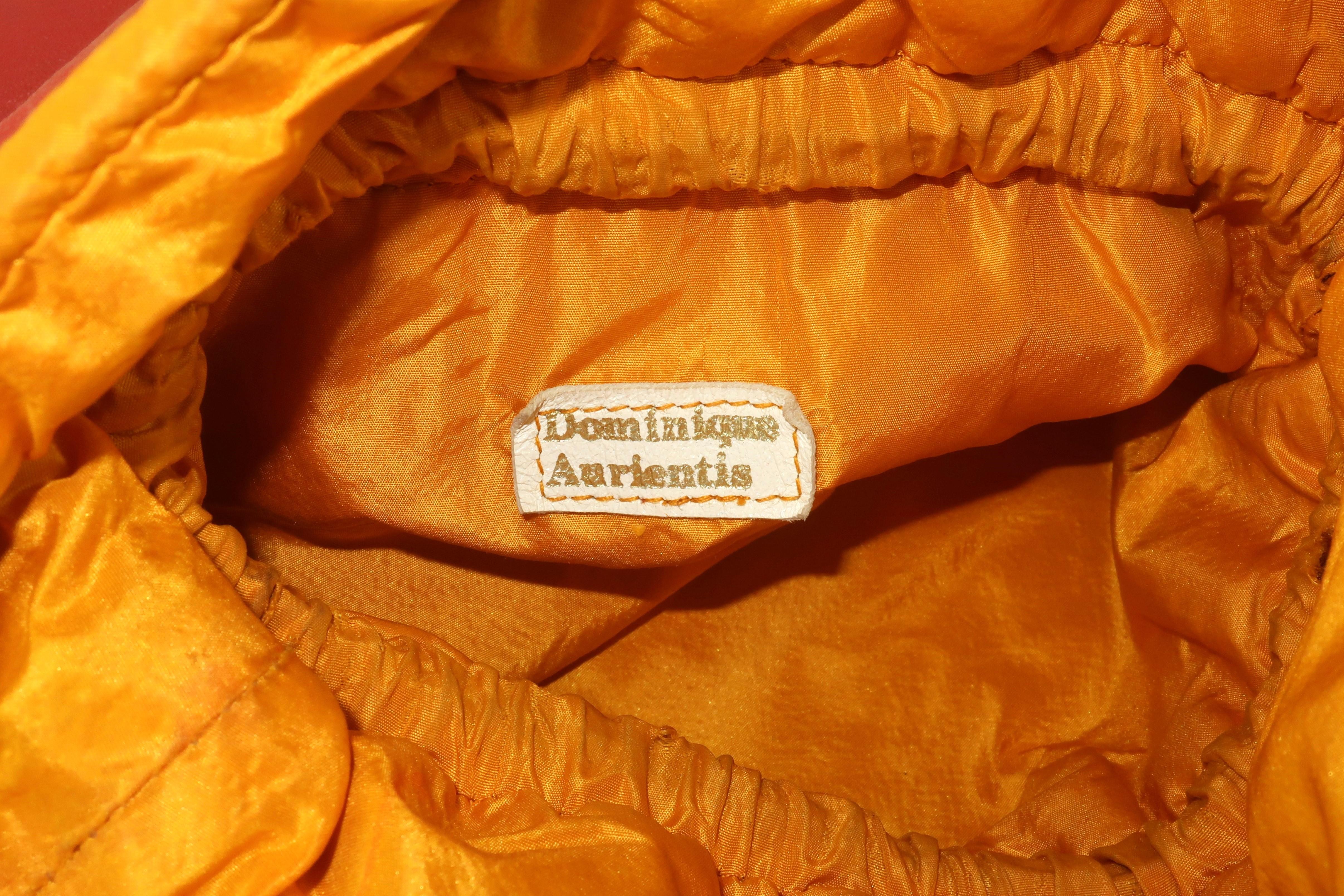 Dominique Aurientis Leather & Gold Tone Charm Drawstring Handbag, 1980's For Sale 6
