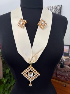 Dominique Aurientis Collana & Orecchini Oro Dorato Nuovo in Scatola