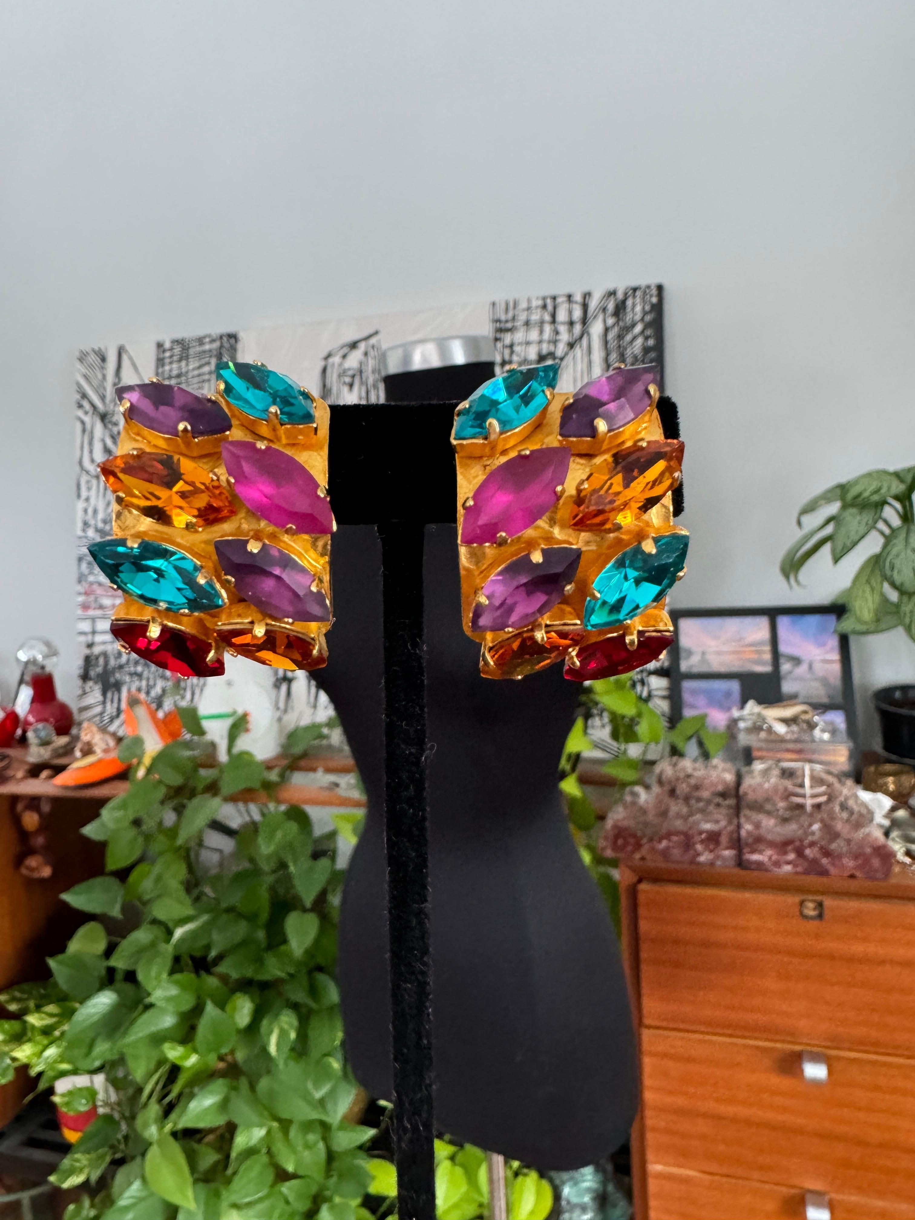 Dominique Aurientis Strass-Ohrringe 1980er Jahre im Angebot 3