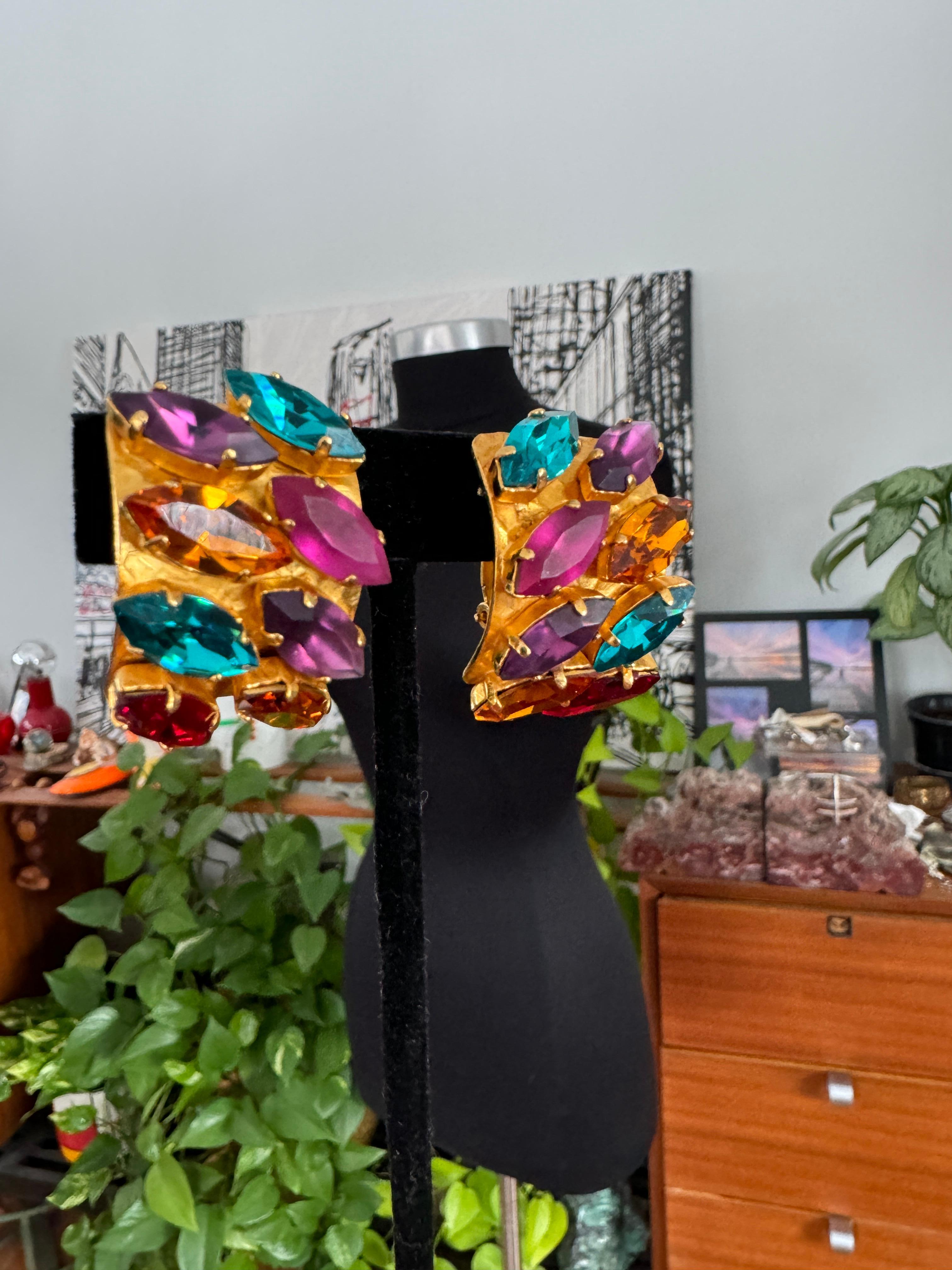 Dominique Aurientis Strass-Ohrringe 1980er Jahre im Angebot 4