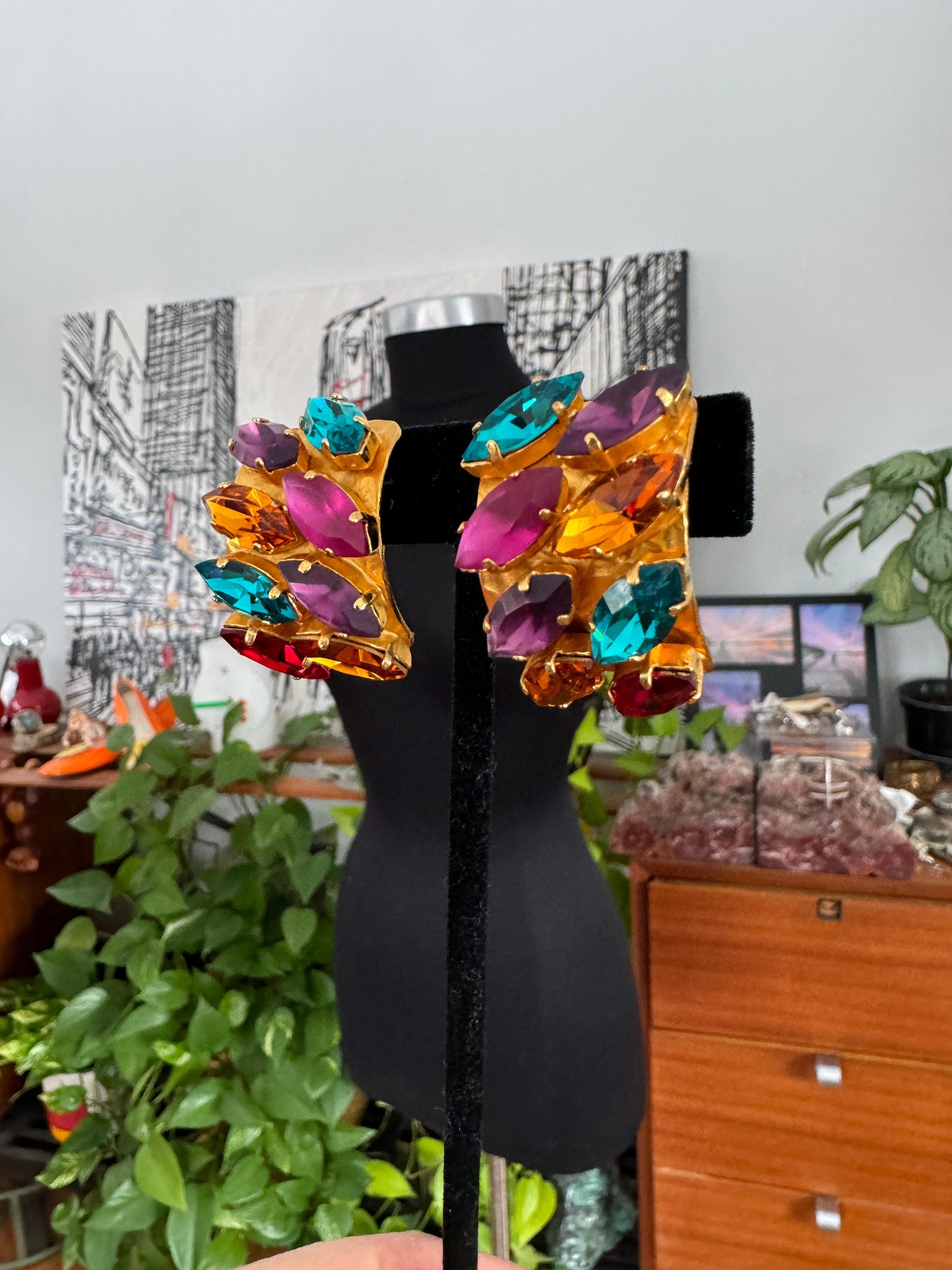 Dominique Aurientis Strass-Ohrringe 1980er Jahre im Angebot 5