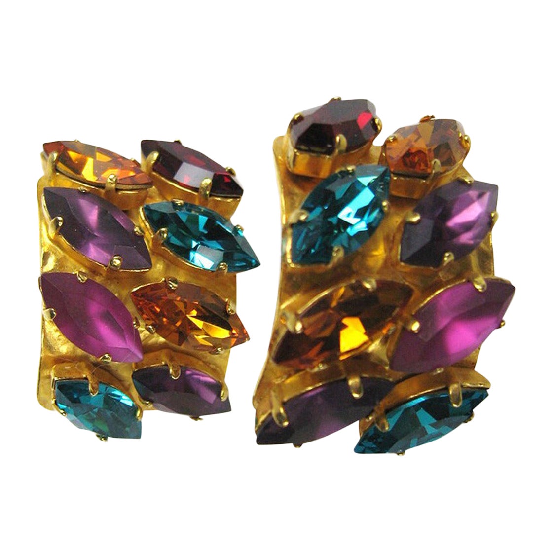 Dominique Aurientis Boucles d'oreilles en strass des années 1980 en vente