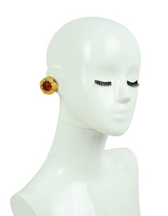 Dominique Aurientis Vintage Gripoix Glass Coin Clip On Earrings