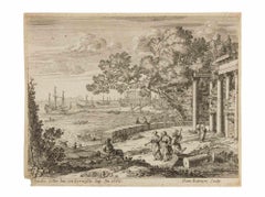 Paysage avec Mercure - Gravure de Dominique Barrière - 1668