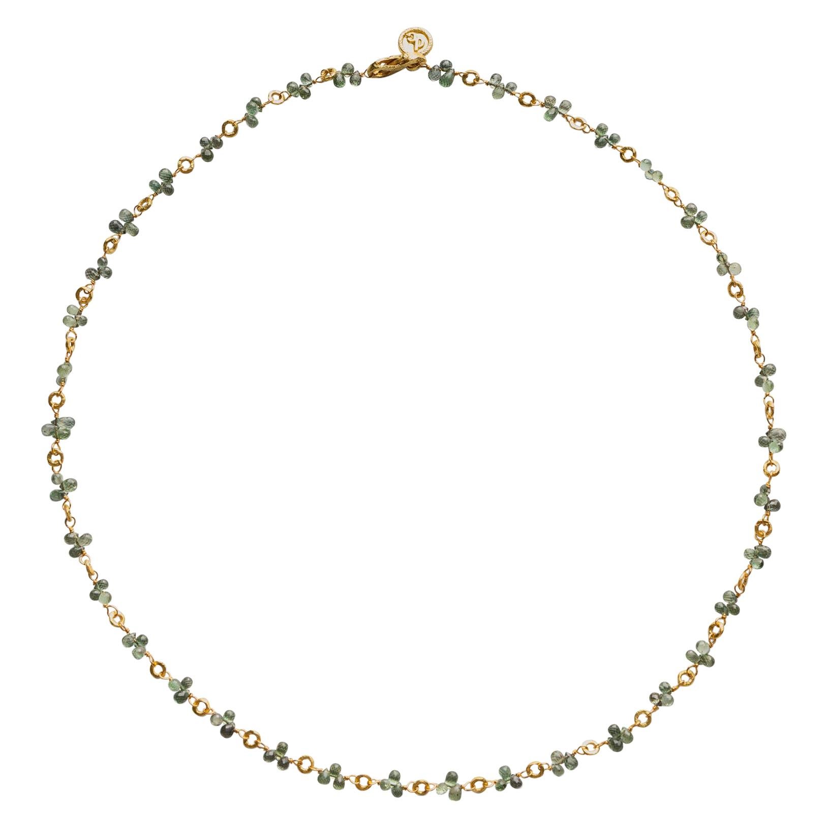 Dominique Cohen Green Sapphire Briolette Mini Buddha Link Necklace