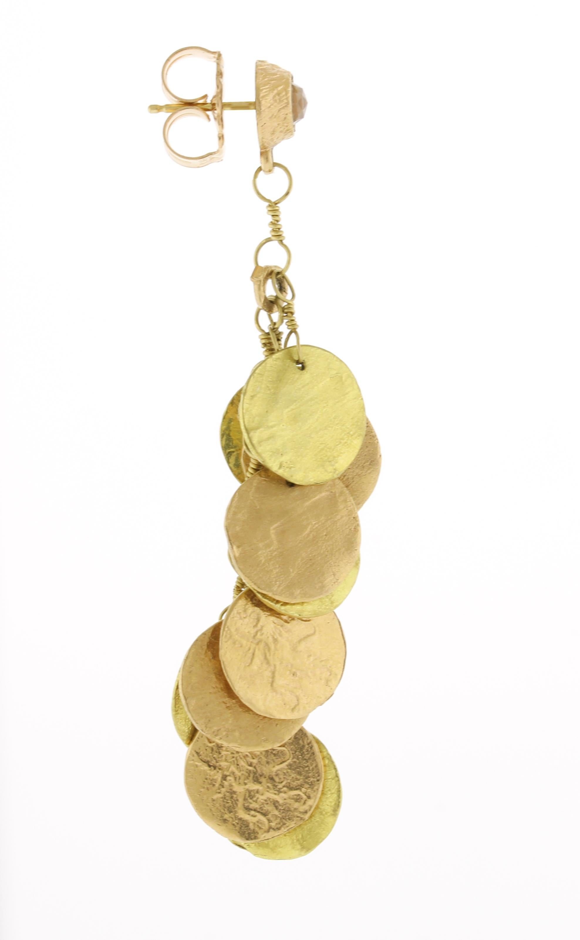 Women's or Men's Dominique Cohen Rose and Yellow Gold Griffin Coin Earrings For Sale