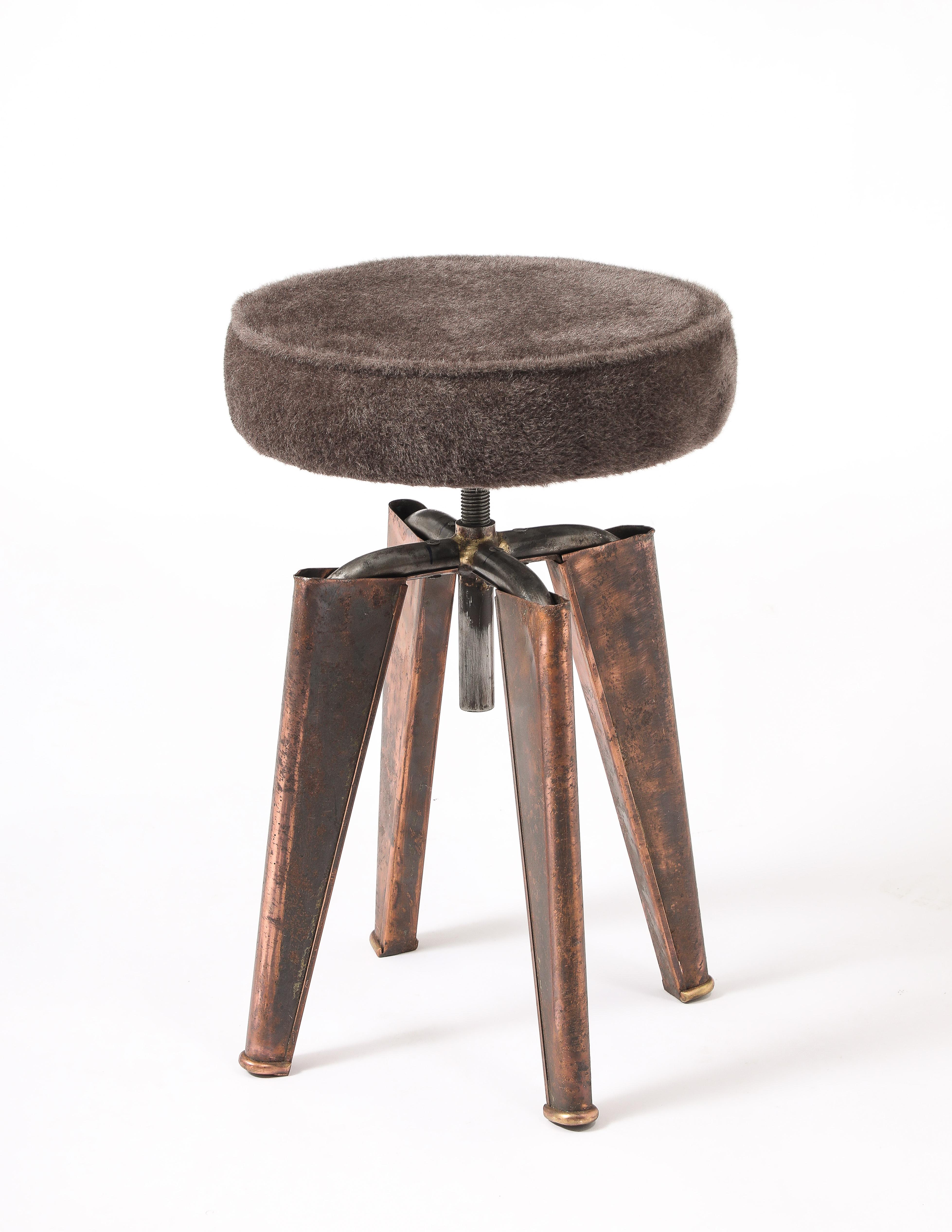 Mid-Century Modern Dominique Copper Clemenceau Stool, France 1940's For Sale