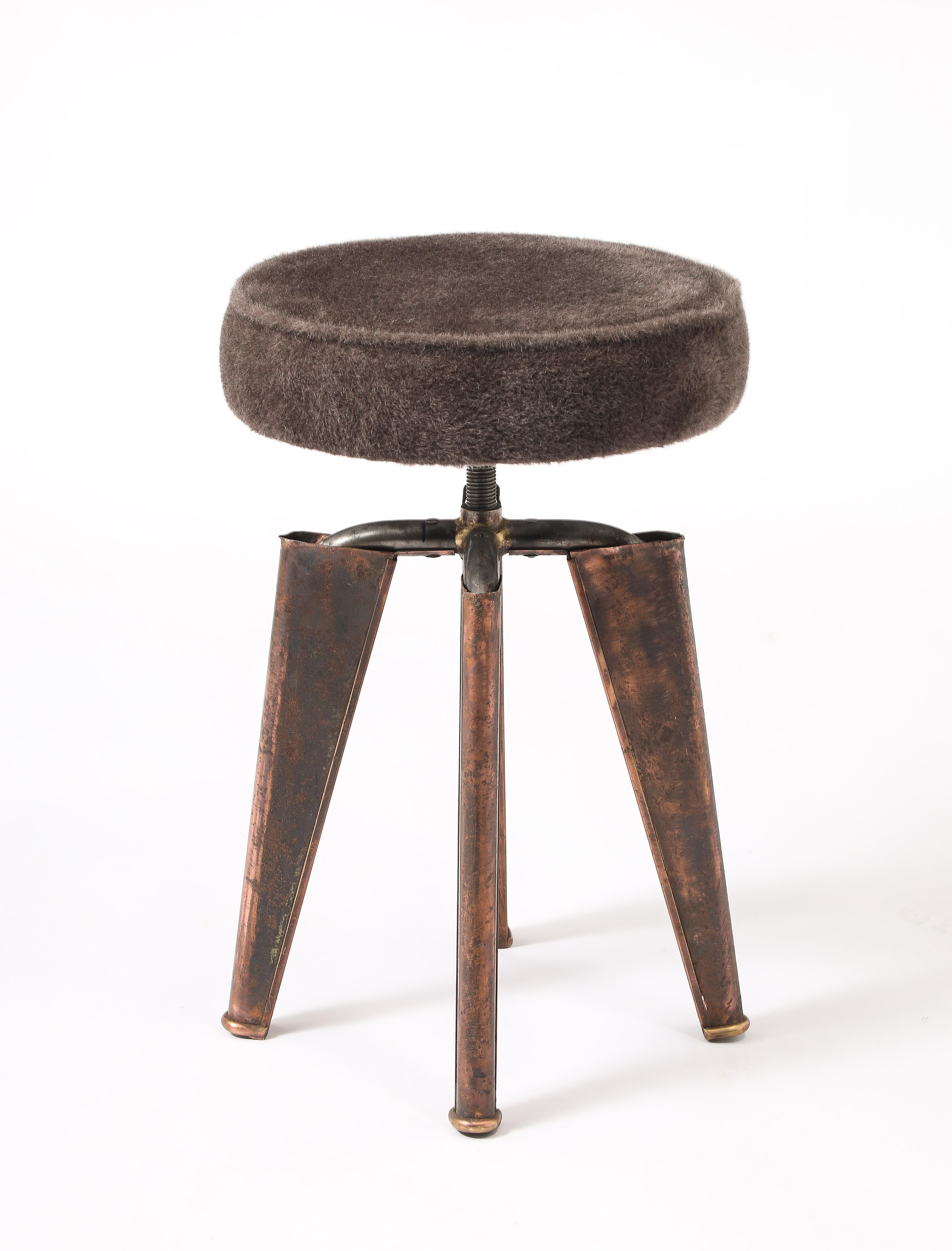 French Dominique Copper Clemenceau Stool, France 1940's For Sale