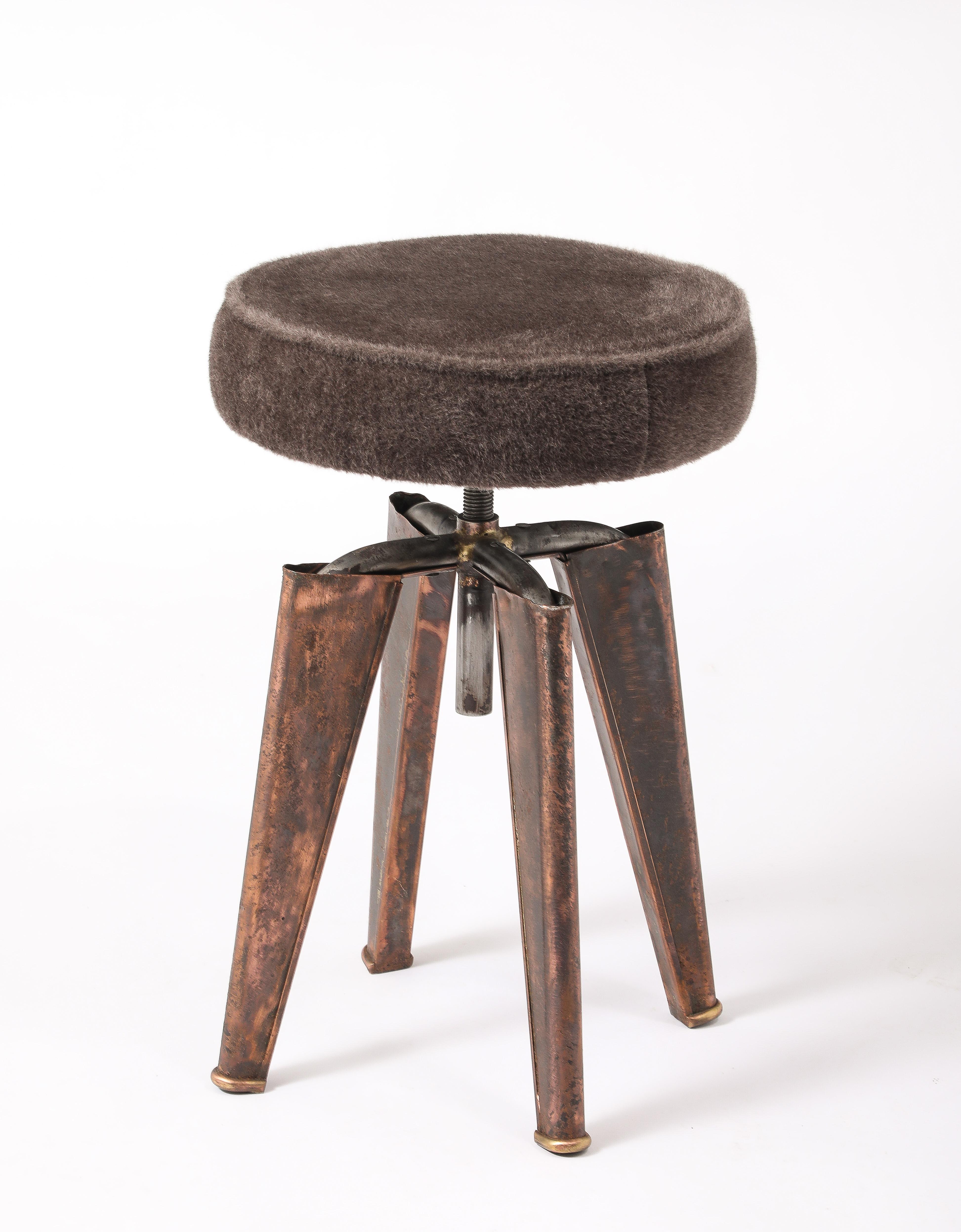 20th Century Dominique Copper Clemenceau Stool, France 1940's For Sale