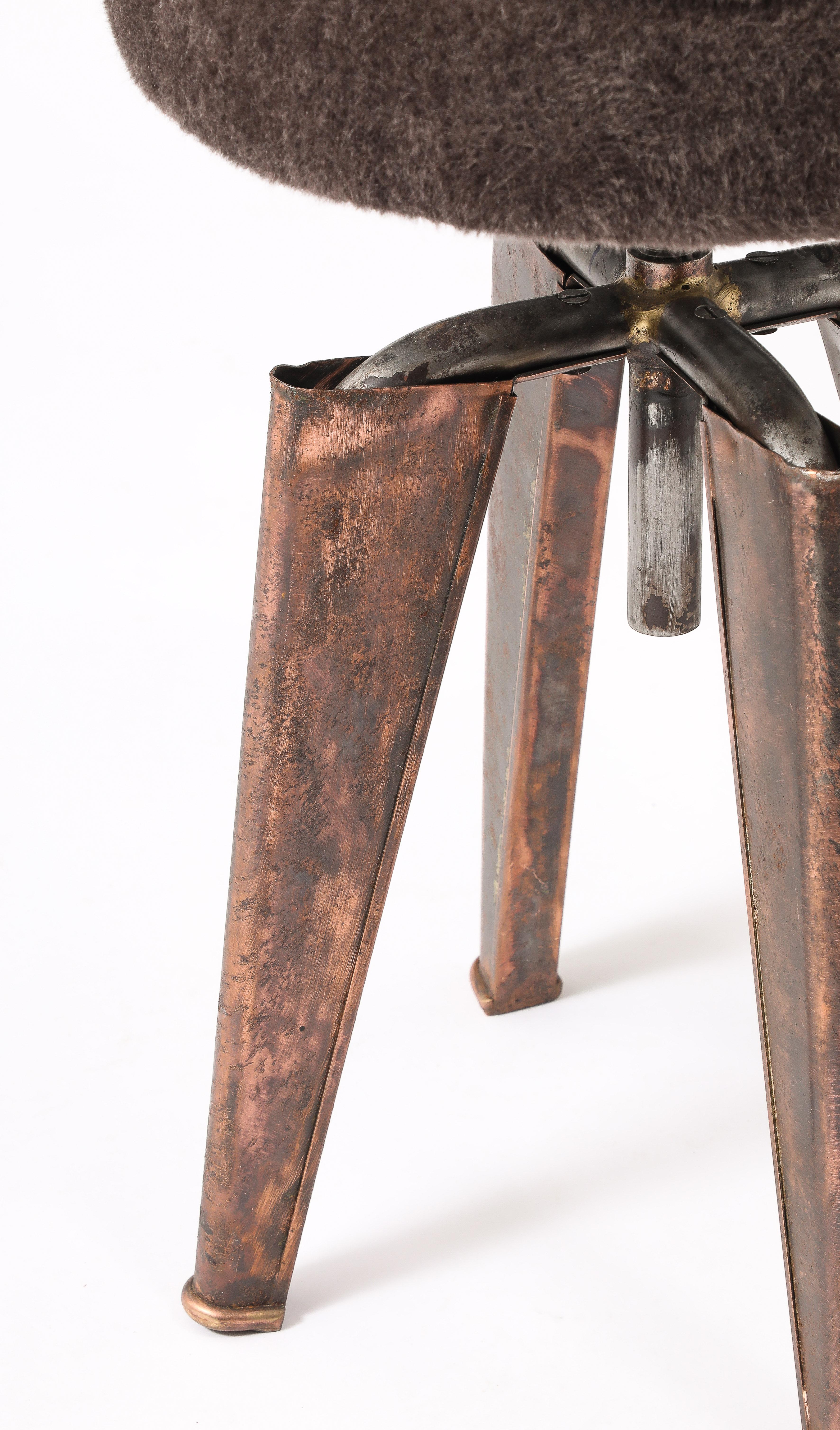 Dominique Copper Clemenceau Stool, France 1940's For Sale 1