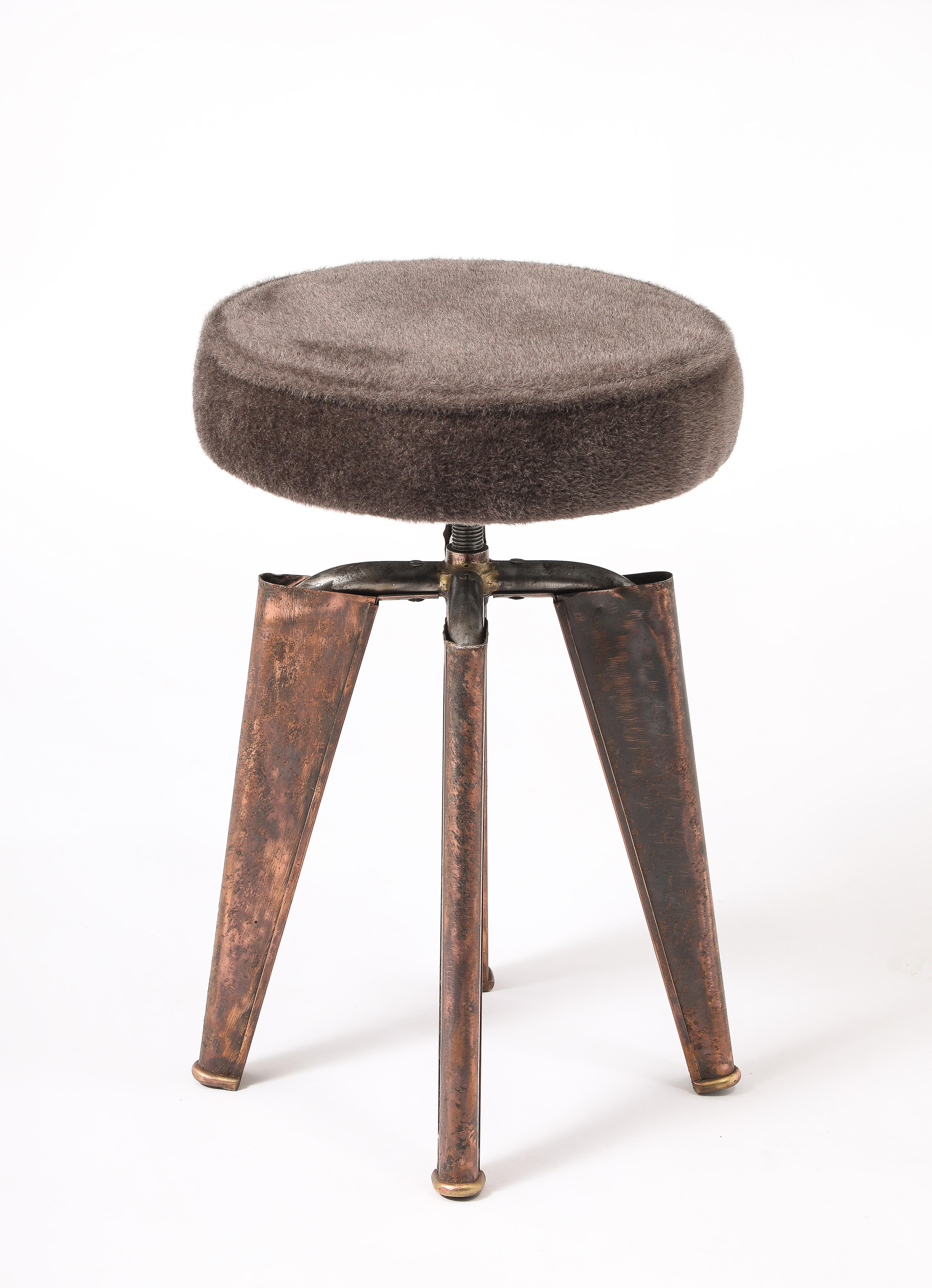 Dominique Copper Clemenceau Stool, France 1940's For Sale 2