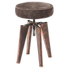 Dominique Copper Clemenceau Stool, France 1940's